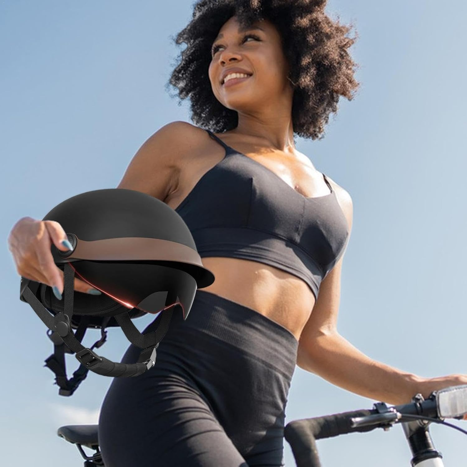 Adult Motorcycle Helmet, Open Face Helmet, Cruiser Scooter Hat, Sun Shield Helmet Hard Cap Motorcycle Safety Half Helmet Motorbike Sun Shield Cruiser Helmet Men Scooter Helmet Women - Apricot image number 7