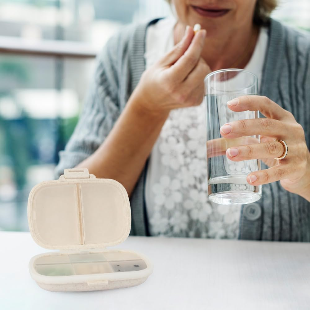 Pill Organizer 8 Compartments Daily Pill Case Small Pill Box for Pocket Purs Travel Medicine Organizer Portable Pill Container Supplement Pill Box Travel Pill Organizer Medicine Vitamin Organizer