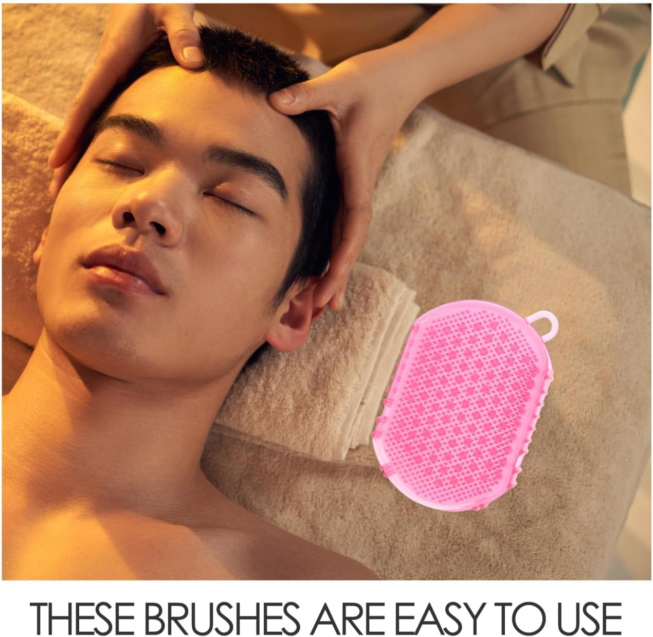 2 Pcs Double Sided Brush Silicon Body Scrubbers Bath Scrubbing Gloves Silicone Scrubbers Exfoliating Scrub Practical Massage Spa Gloves PVC Household Shampoo Brush image number 6