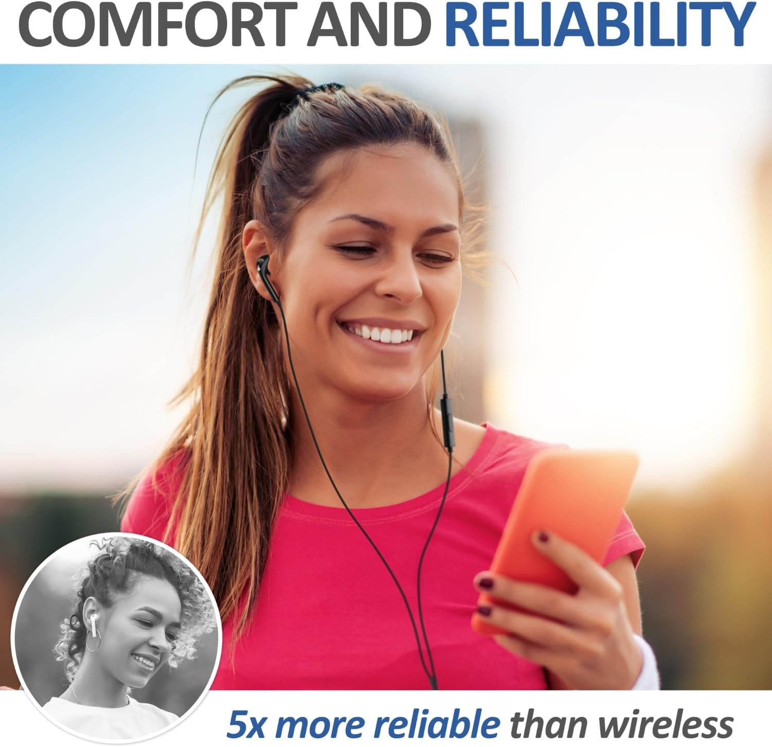 LUDOS Zenith Wired Earbuds In-Ear Headphones, 2 Year Warranty, Earphones with Microphone, Noise Isolation Corded for 3.5Mm Jack Ear Buds for Iphone, Ipad, Samsung, Computer, Laptop, Gaming - Black image number 4