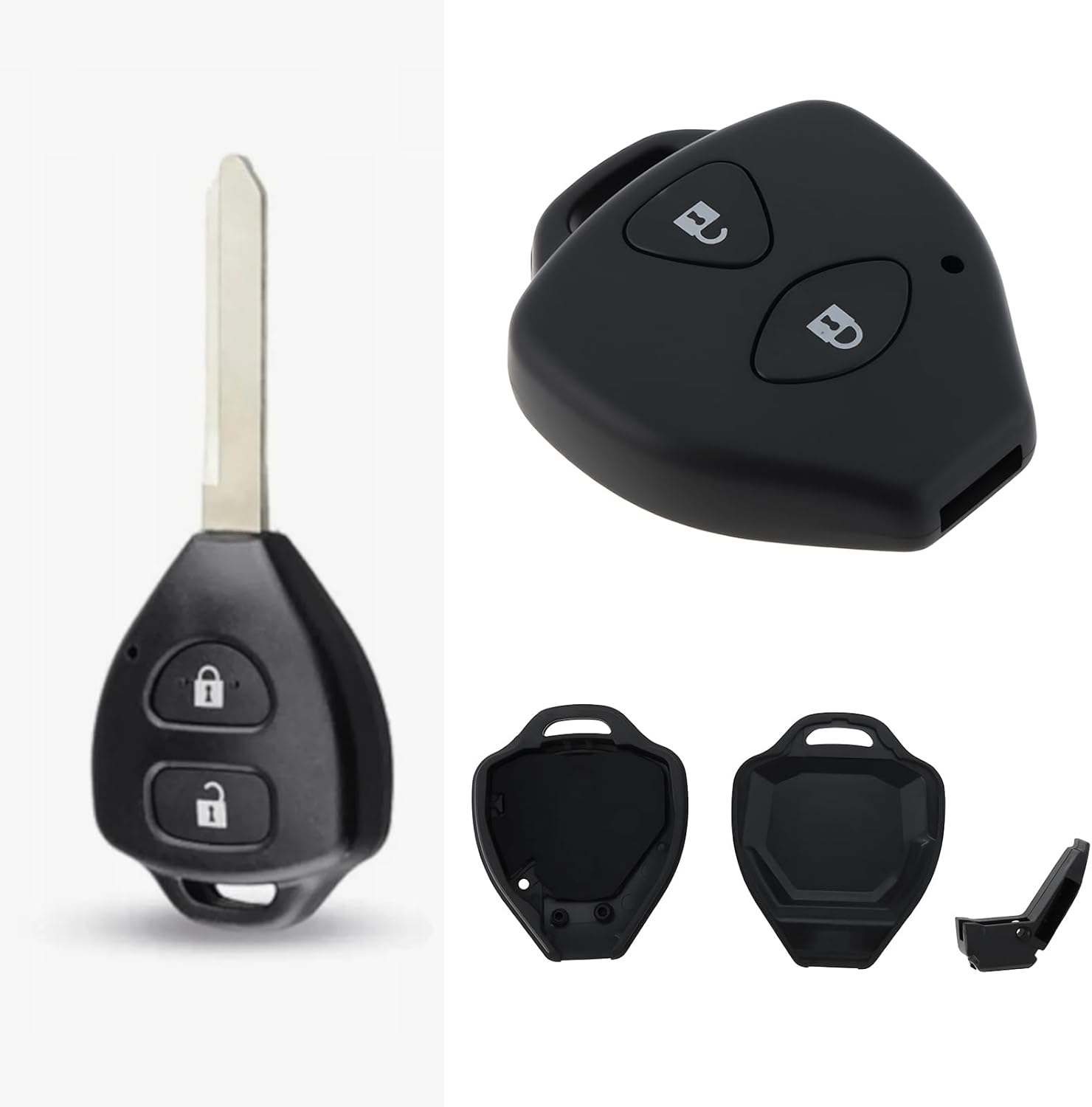 SING F LTD 2 Pieces 2 Button Remote Key Shell Compatible with Toyota Avensis Yaris Auris RAV4 Hilux IQ image number 4