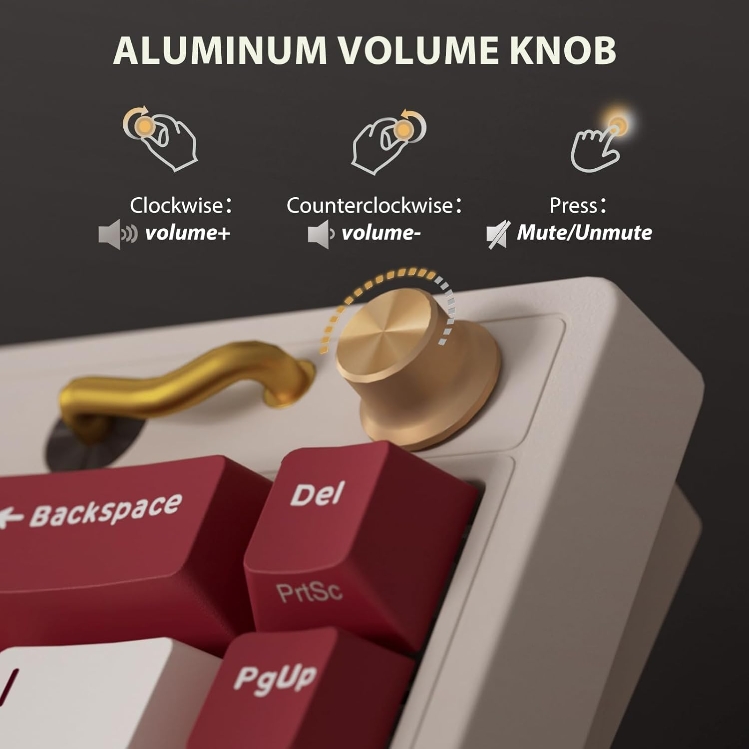 RK ROYAL KLUDGE M65 Wireless Mechanical Keyboard with Volume Knob, Tri-Mode 2.4G/USB-C/BT Gasket Mounted 60% Gaming Keyboard with 66Keys, PBT Keycaps, QMK/VIA, Hot Swappable Beige Switch, Red - Red image number 2