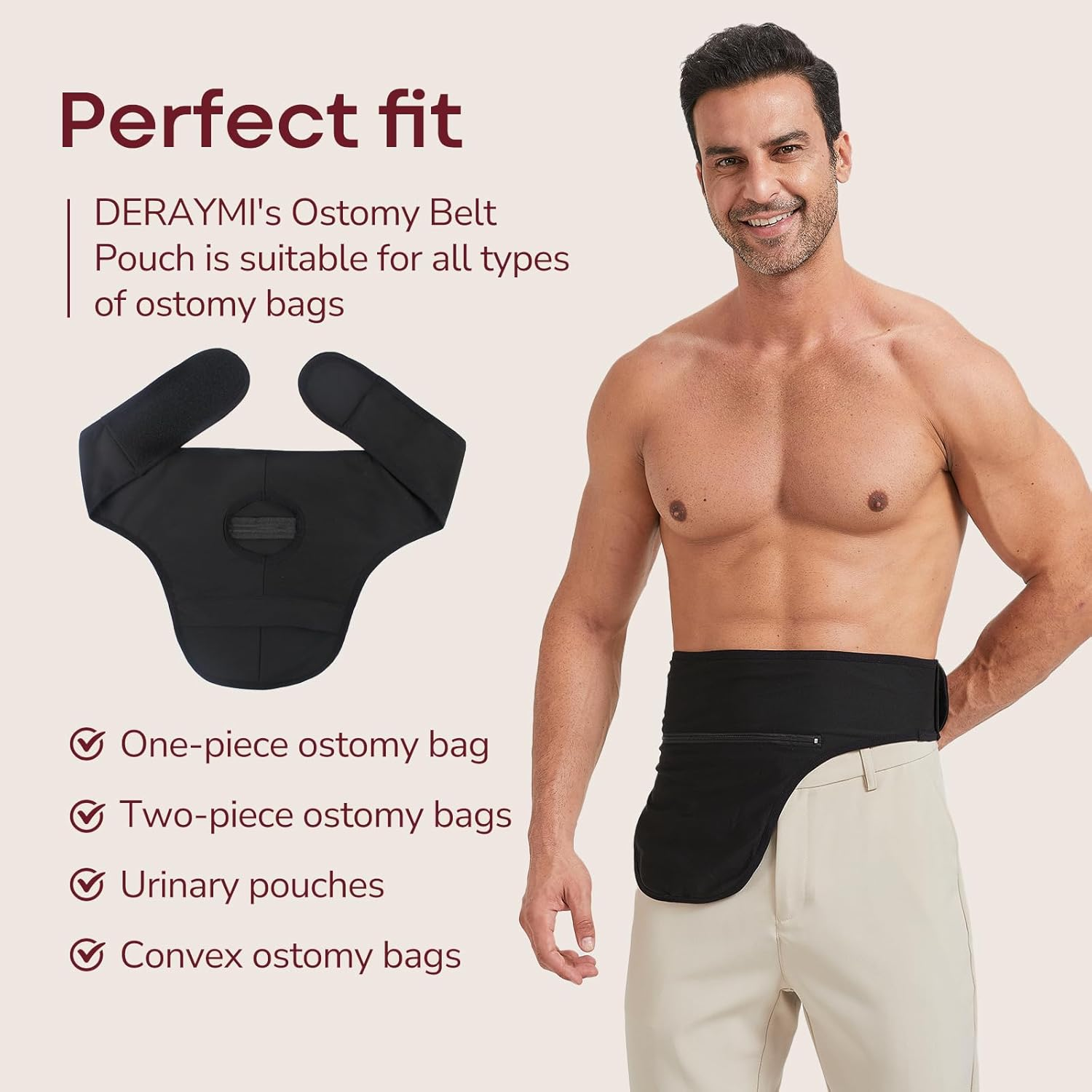 DERAYMI Ostomy Belt for Men Women, Adjustable Ostomy Bag Cover for Keeping Ostomy Bag in Place, Stealth Colostomy Support Belt Ostomy Wrap for Swimming Outdoor Activities (XXL) image number 6