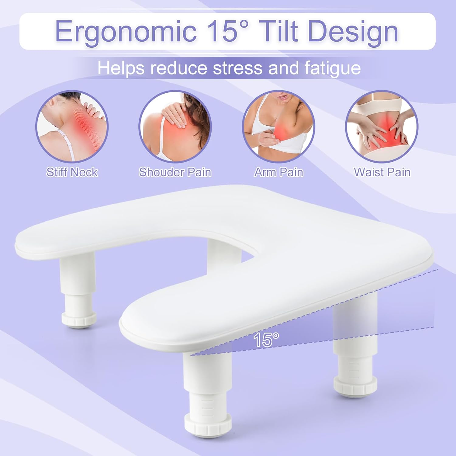 Madenia Arm Rest for Nail Tech: Adjustable Height PU Leather Nail Rest Stand, U-Shaped Professional Manicure Hand Rest Pillow for Acrylic Nails Salon Home Use White image number 5