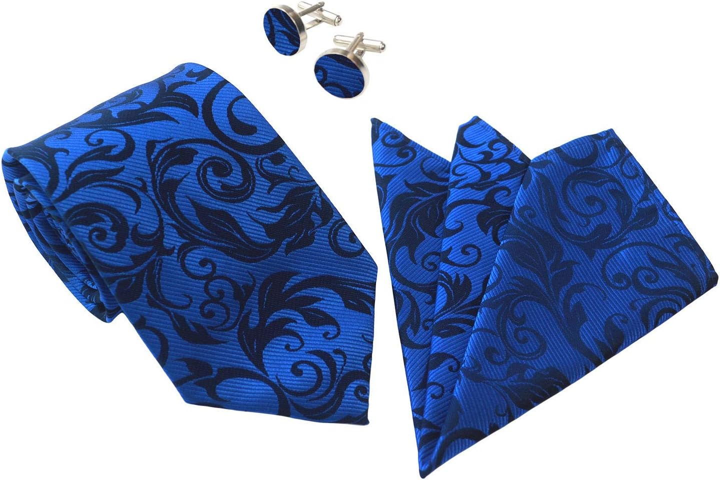 Men'S 8Cm Paisley Floral Jacquard Silk Tie Necktie Formal Wedding Hanky Cufflinks Set Ac8835
