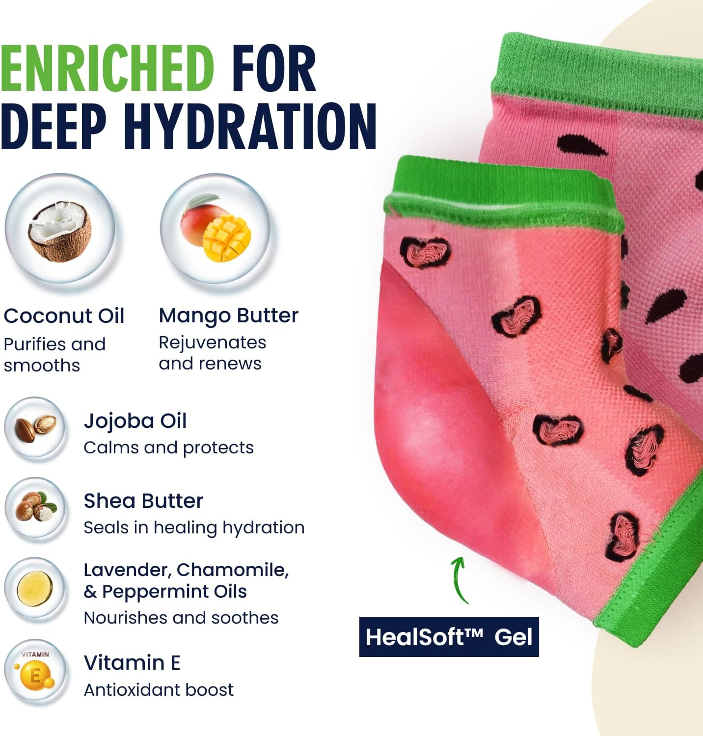 Dr. Frederick'S Original Moisturizing Heel Socks for Cracked Heel Treatment - 3 Pairs - Stop Cracked Heels in Their Tracks - Summer Print - Shea Butter image number 5