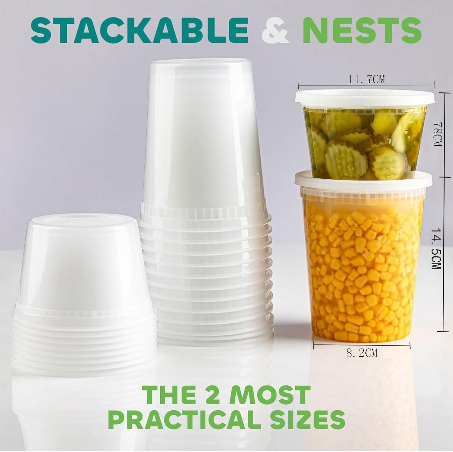 75 Pcs Deli Containers with Lids, [8/16/32Oz, Each 25Sets]Combo Plastic Food Storage Containers Premium Plastic Bpa-Free, Freezer Storage, Meal Prep Containers, Microwaveable & Dishwasher Safe image number 2