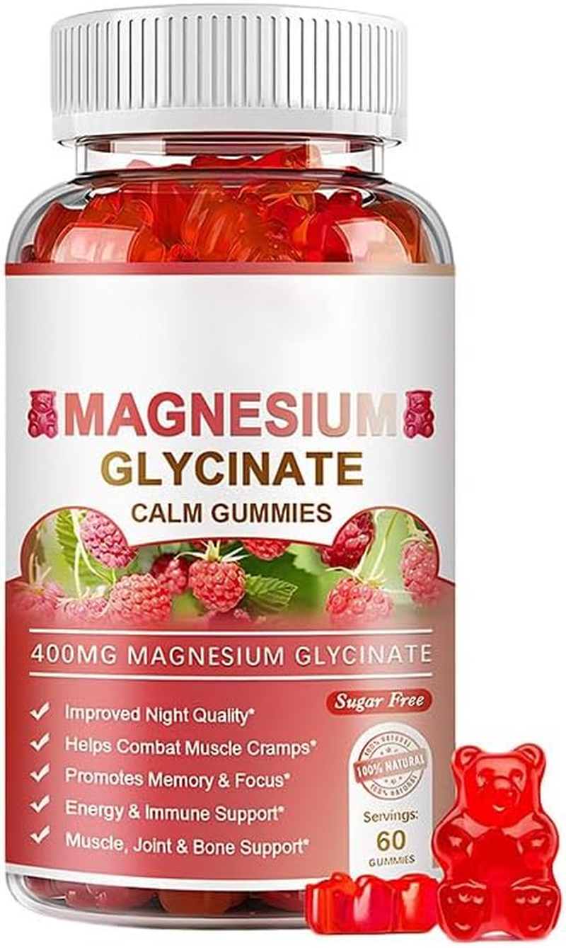 Magnesium Glycinate Gummies 400Mg - 60 Gummies Sugar Free Vegan Magnesium with L-Threonate,Calcium, Vitamin D3,B6,Coq10 for Sleep,Mood,Muscle & Heart Support image number 3