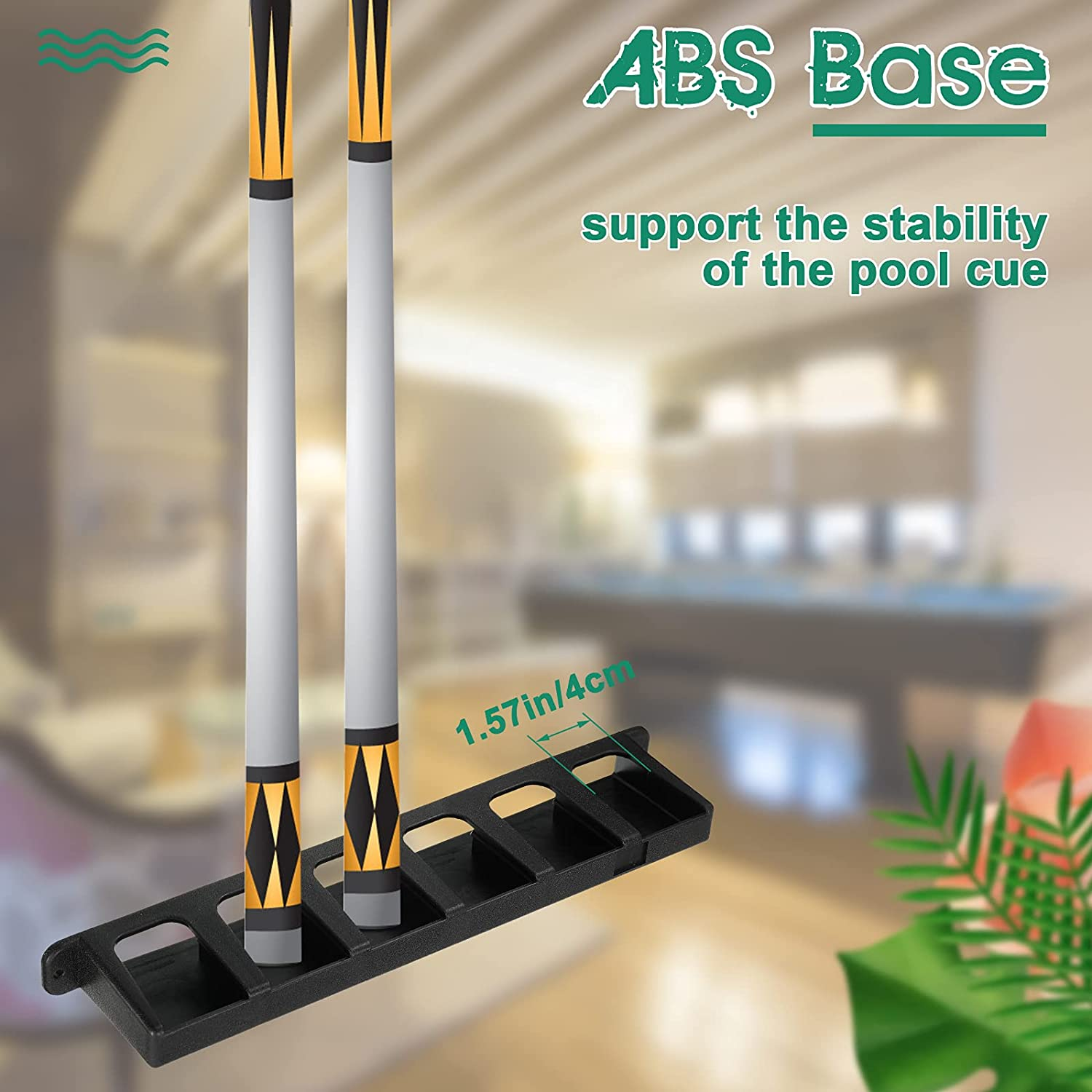 Skylety 2 Pieces Pool Stick Holder Pool Cue Rack for 6 Cue Wall Mounted Table Stick, Balls Billiard Table Accessories for Game Room Bars Clubs Billiard Players image number 1