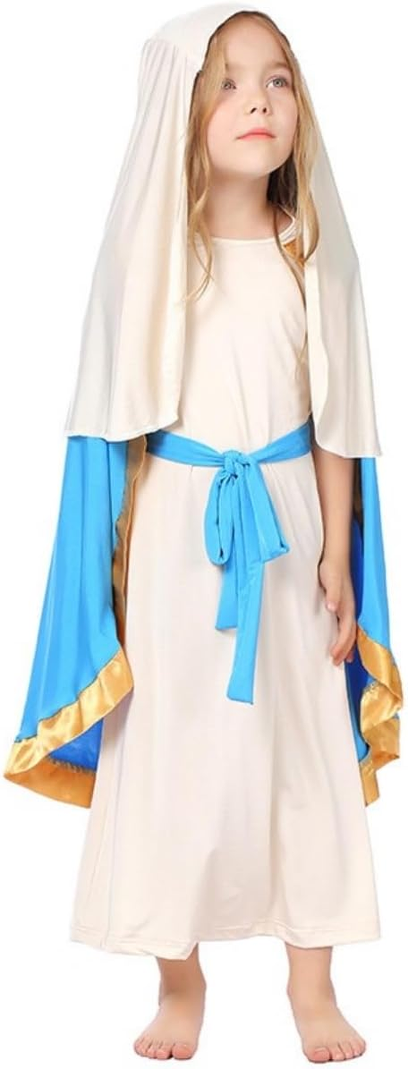 Costume Bay Virgin Mary Religious Biblical Robe Costume Cosplay Halloween Religious Celebrations Christmas Dress up White Blue Parties Cultural Events image number 1