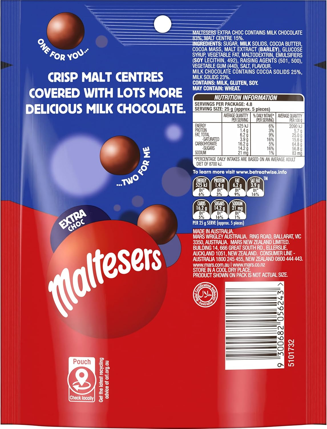 Maltesers Extra Milk Chocolate Snack & Share Bag 120Gm image number 4