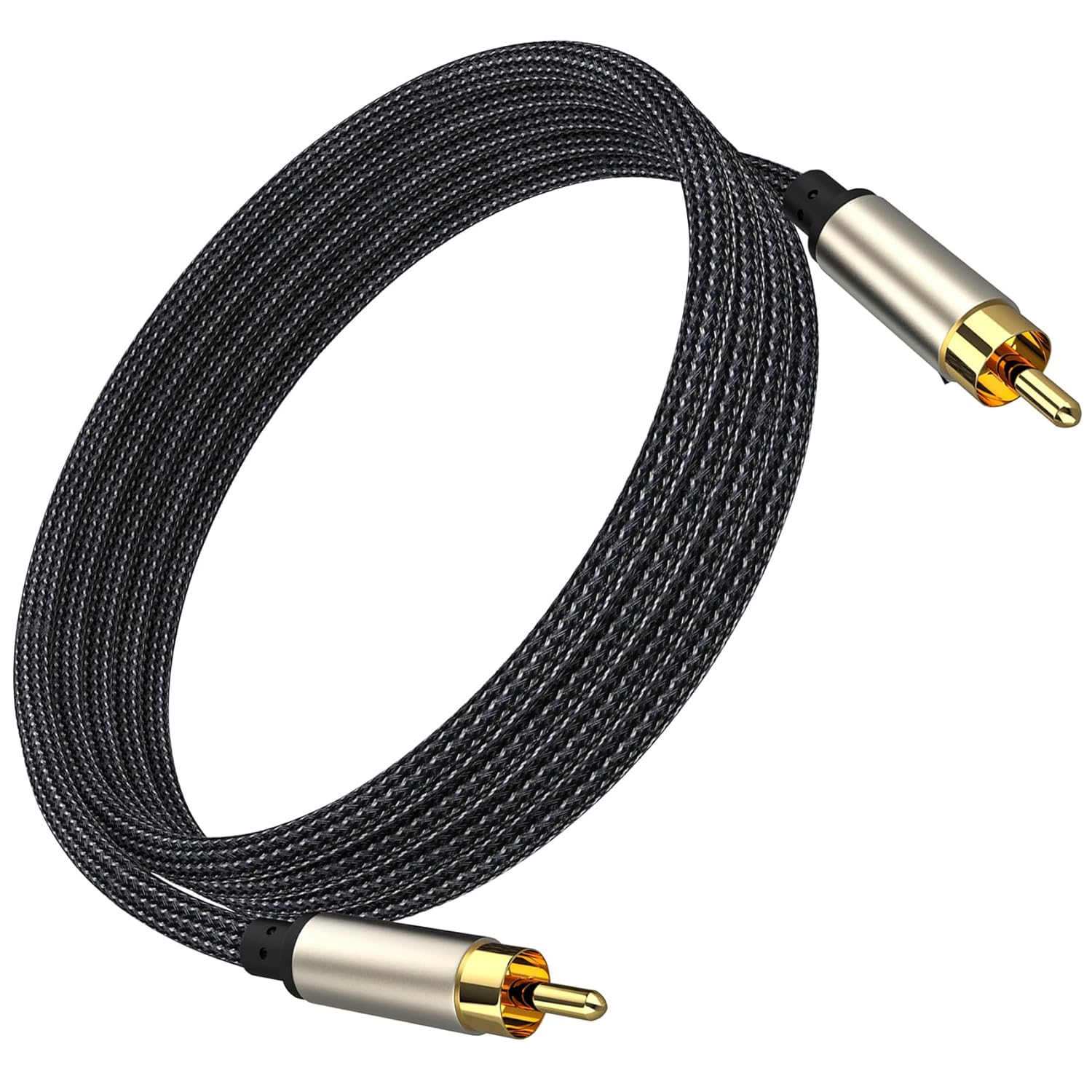 Tunghey 2Pack Subwoofer Cable, Dual Shielded Subwoofer RCA Cable Gold-Plated Connector RCA to RCA Audio Cable Nylon Braided RCA Subwoofer Cable for Amplifiers,Home Theater,Hi-Fi Systems (1.5M)