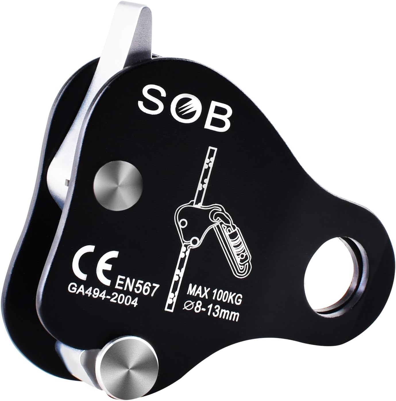 Azarxis Climbing Descender Ascender Belay Device Self Locking Fall Protection Rappel Equipment Rope Grip for 8-13Mm Rope for Rock Mountaineering Aerial Work Caving Rescue Tree Arborist