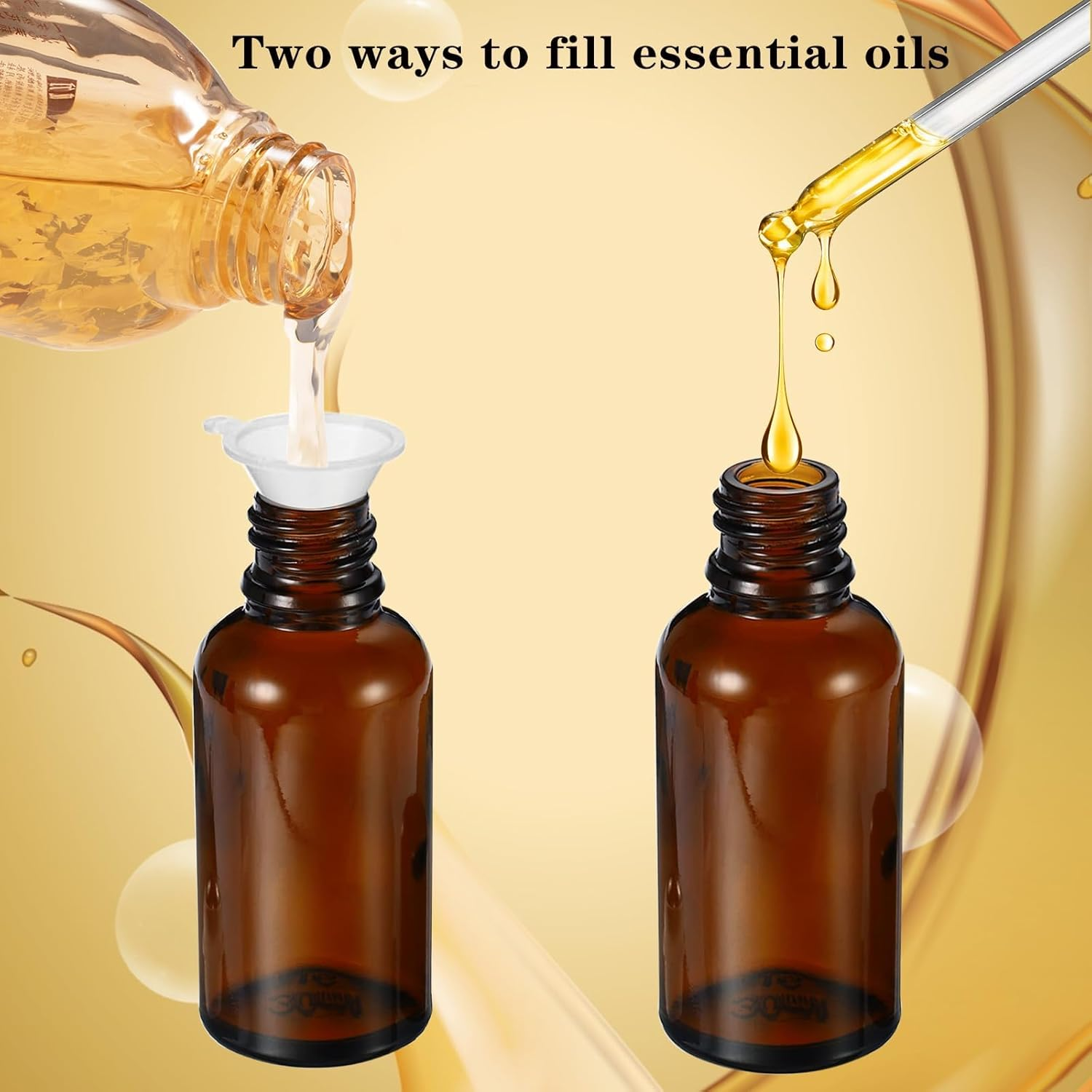 100ML Bottles for Essential Oil, 3 Pack Empty Amber Glass Roller Bottle for Perfume Oil, Roll on Bottles with Stainless Steel Roller Balls, Opener, Funnel and Dropper image number 4