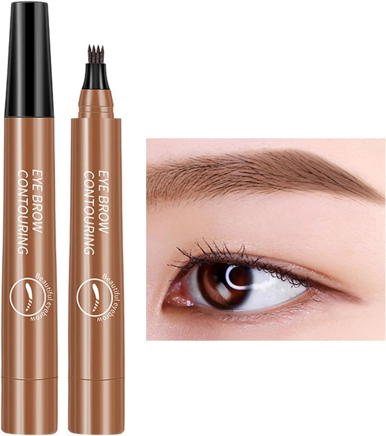 Eyebrow Pen &ndash; Smudge-Proof Fork Tip Applicator, Fine Brow Definer Tool | Durable Liquid Makeup Marker, Realistic Eyebrow Filler Brush, Cosmetic Solution for Shaping and Defining Eyebrows