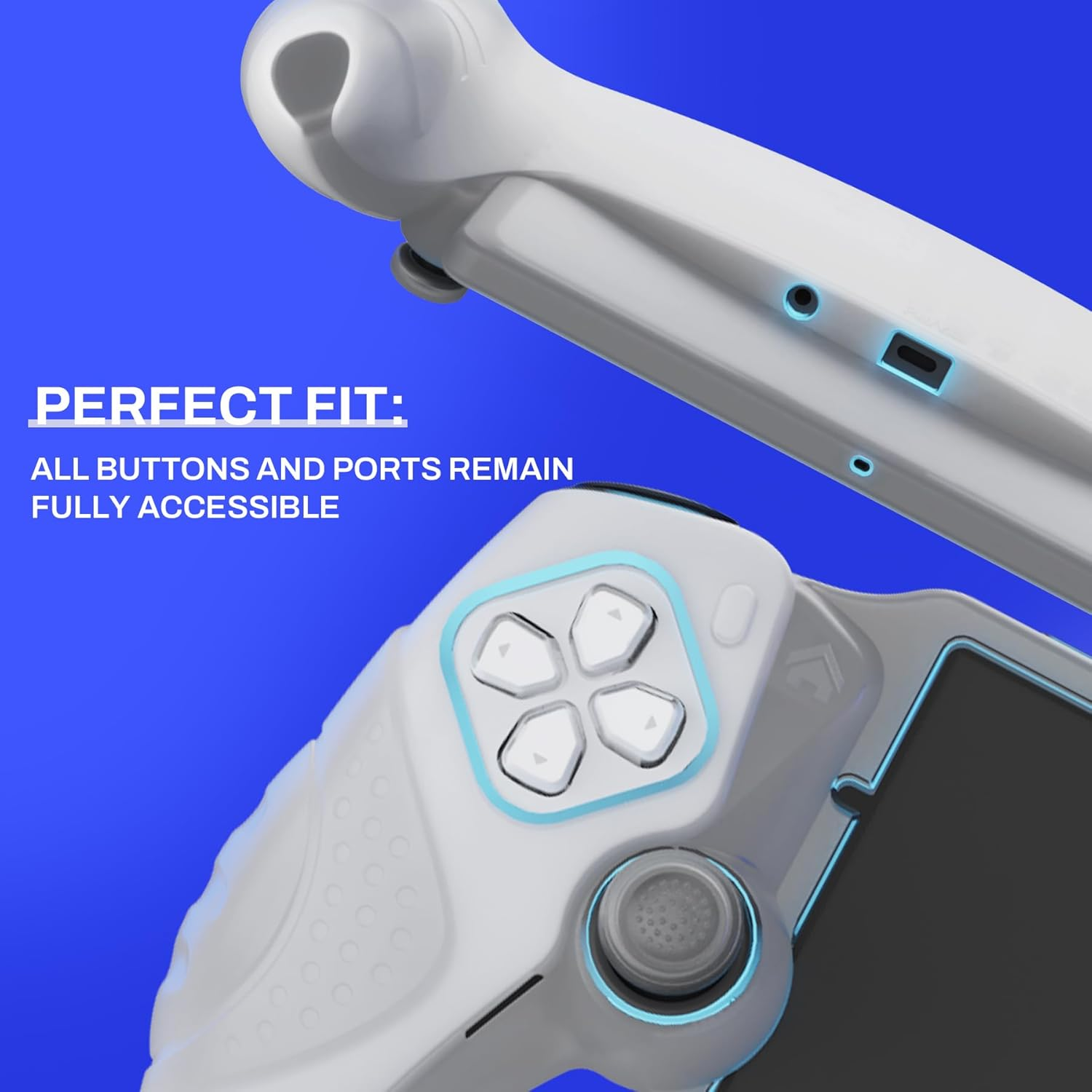 Playvital Design for PS Portal Cover, Guardian Edition Silicone Protective Case for PS Portal Remote Player with Thumb Grips - Shockproof, Anti-Slip Grip Accessories - Clear White image number 5