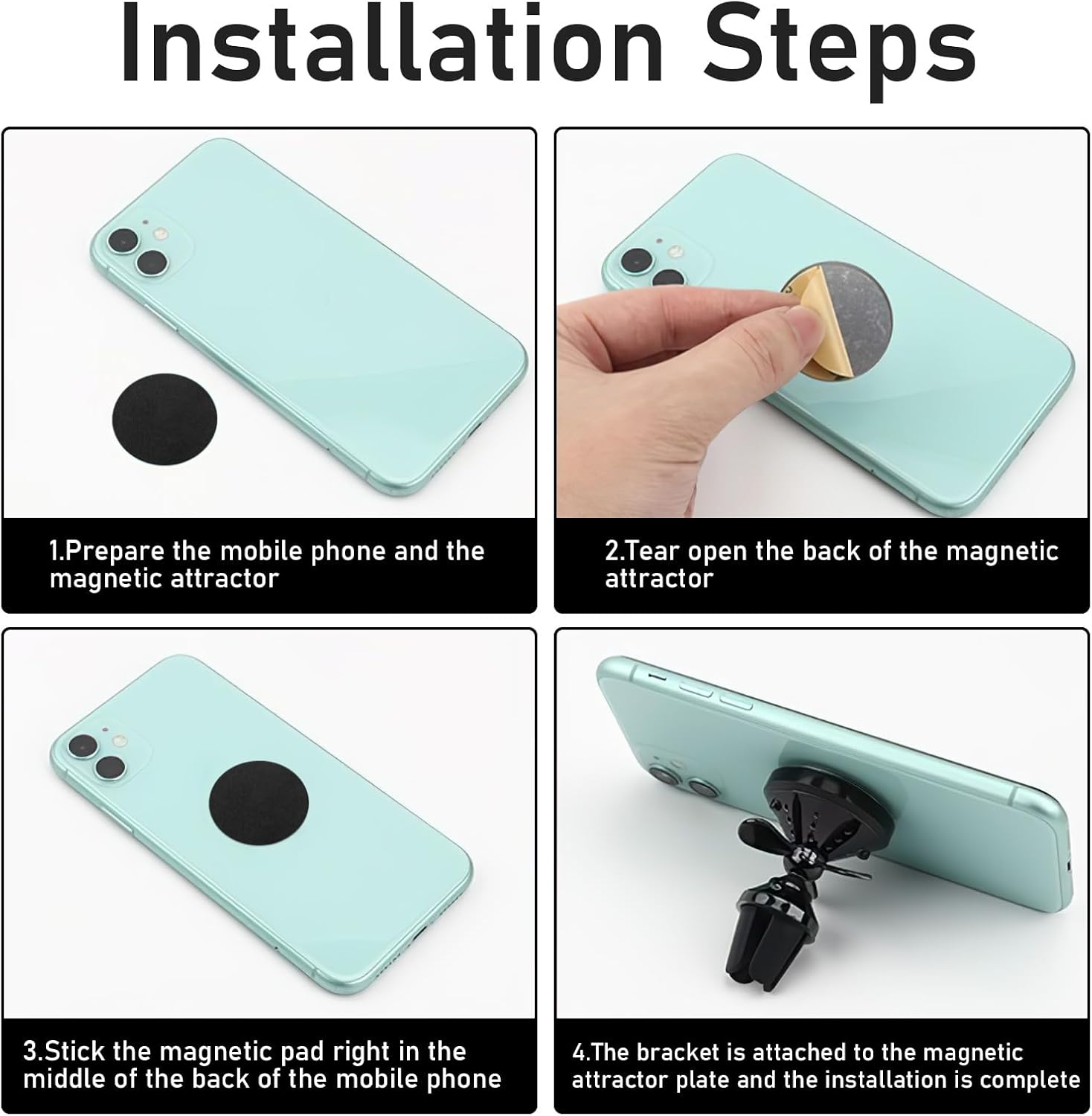 6 Pcs Strong Adhesive Sticker Magnet Holder for Car & Phone - Rustproof & Waterproof Metal Plate for Phone Mount (3 round and 3 Rectangular)