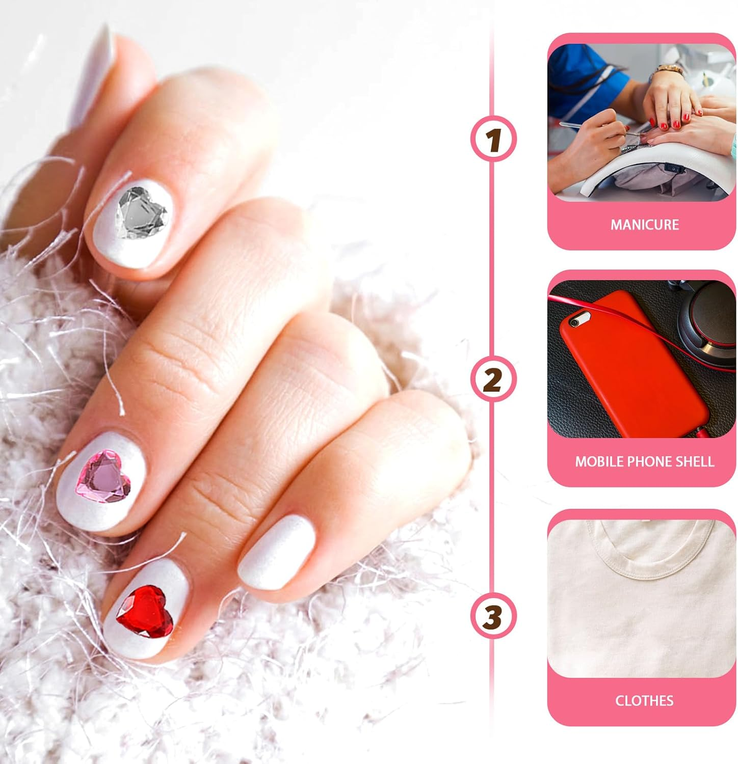 DOITOOL 12 Sheets Adhesive Heart Stickers,Bling Rhinestone Sticker Makeup Gems Stickers for Face Body Eye Nail,Decorative Stickers for Valentine'S Day Wedding Craft image number 6