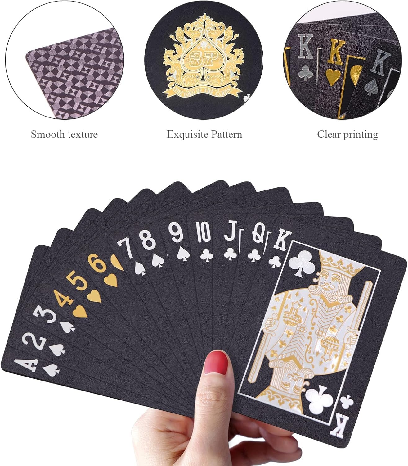 Sopplea Playing Cards Waterproof Plastic Diamond Poker Playing Gift Cards, Printing Black Diamond image number 6