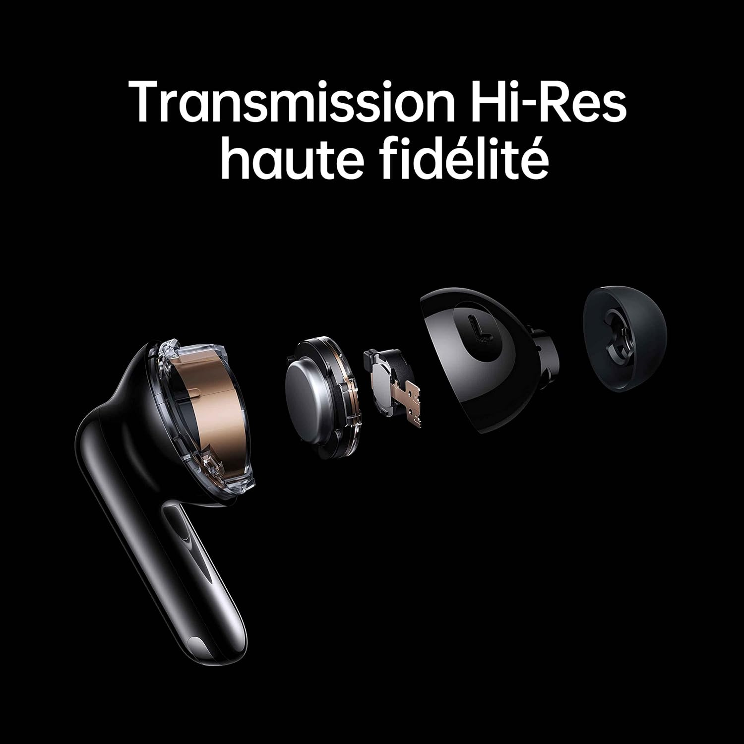 OPPO Enco X2 - Wireless Bluetooth Headphones - Half In-Ear Headphones - Simultaneous Binaural Sound - Active Noise Cancelling - Rechargeable Battery - Includes Case - Black [FR Version] image number 3