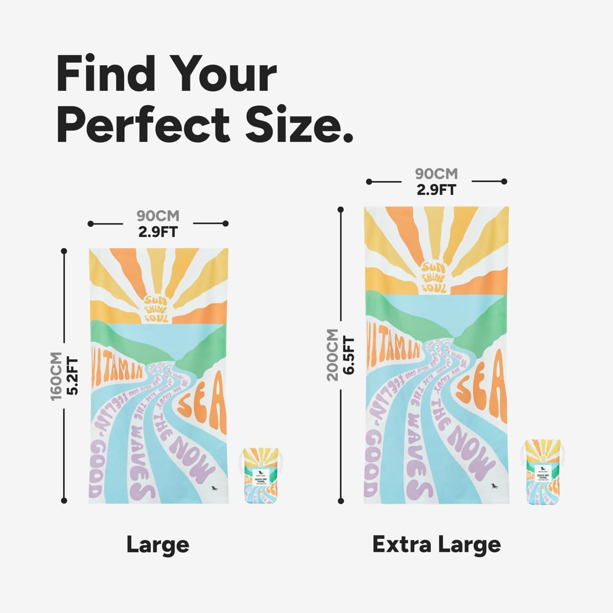 Dock & Bay Beach Towel - Quick Dry, Sand Free - Compact, Lightweight - 100% Recycled - Includes Bag - Vitamin Sea - Large (160X90Cm, 63X35) image number 2