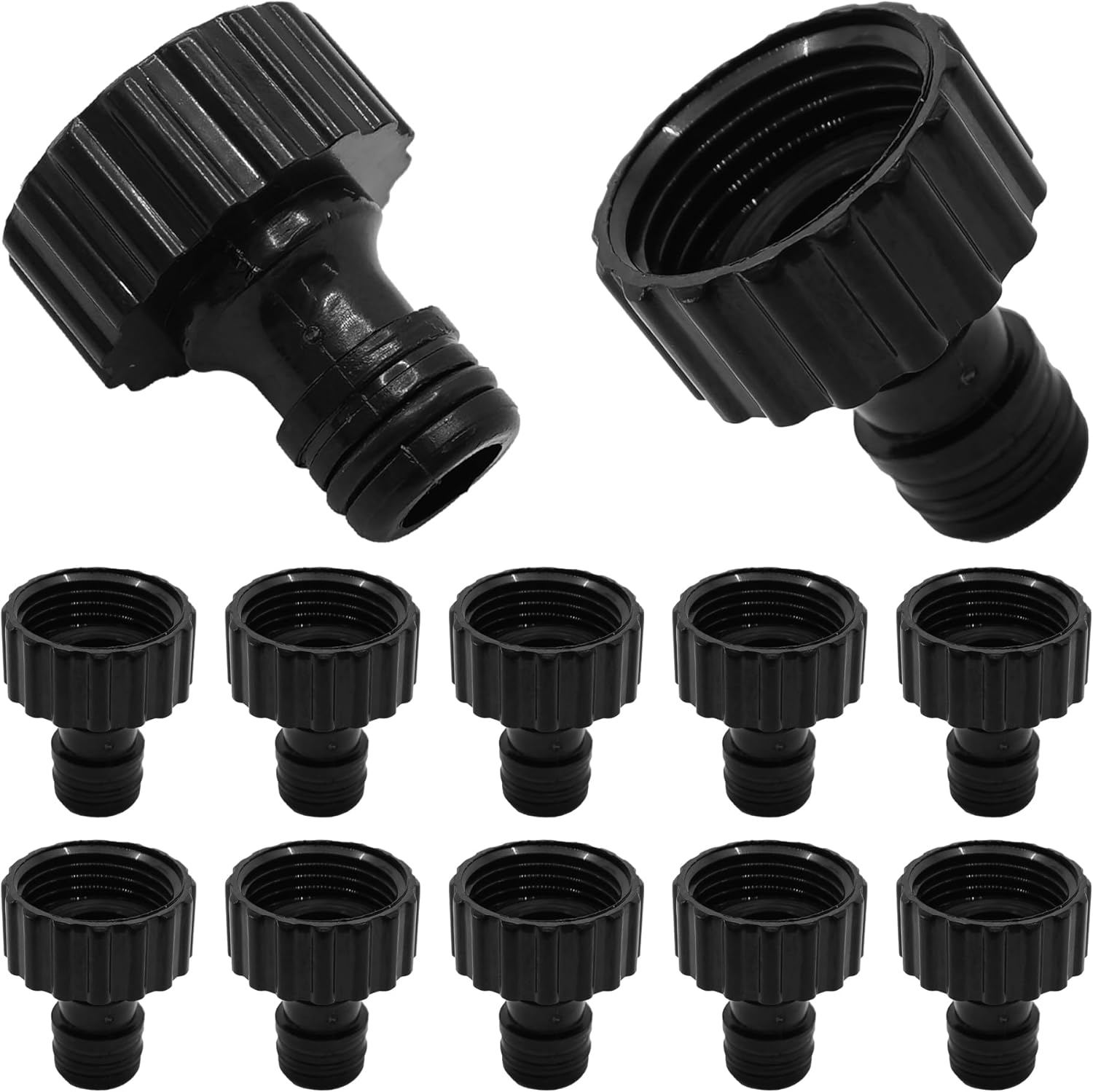 12PCS Garden Hose Quick Connect Fittings 3/4 Inch GHT Female Thread, Black Plastic Water Hose Adapters for Irrigation and Outdoor Watering image number 3