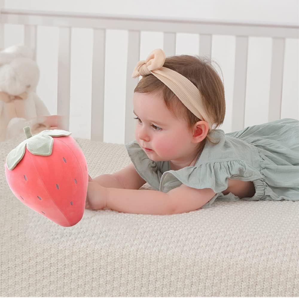 AUCOOMA Soft Fruit Stuffed Strawberry Plush Pillow, Cute Pink Plush Toy for Kids, 10" image number 2