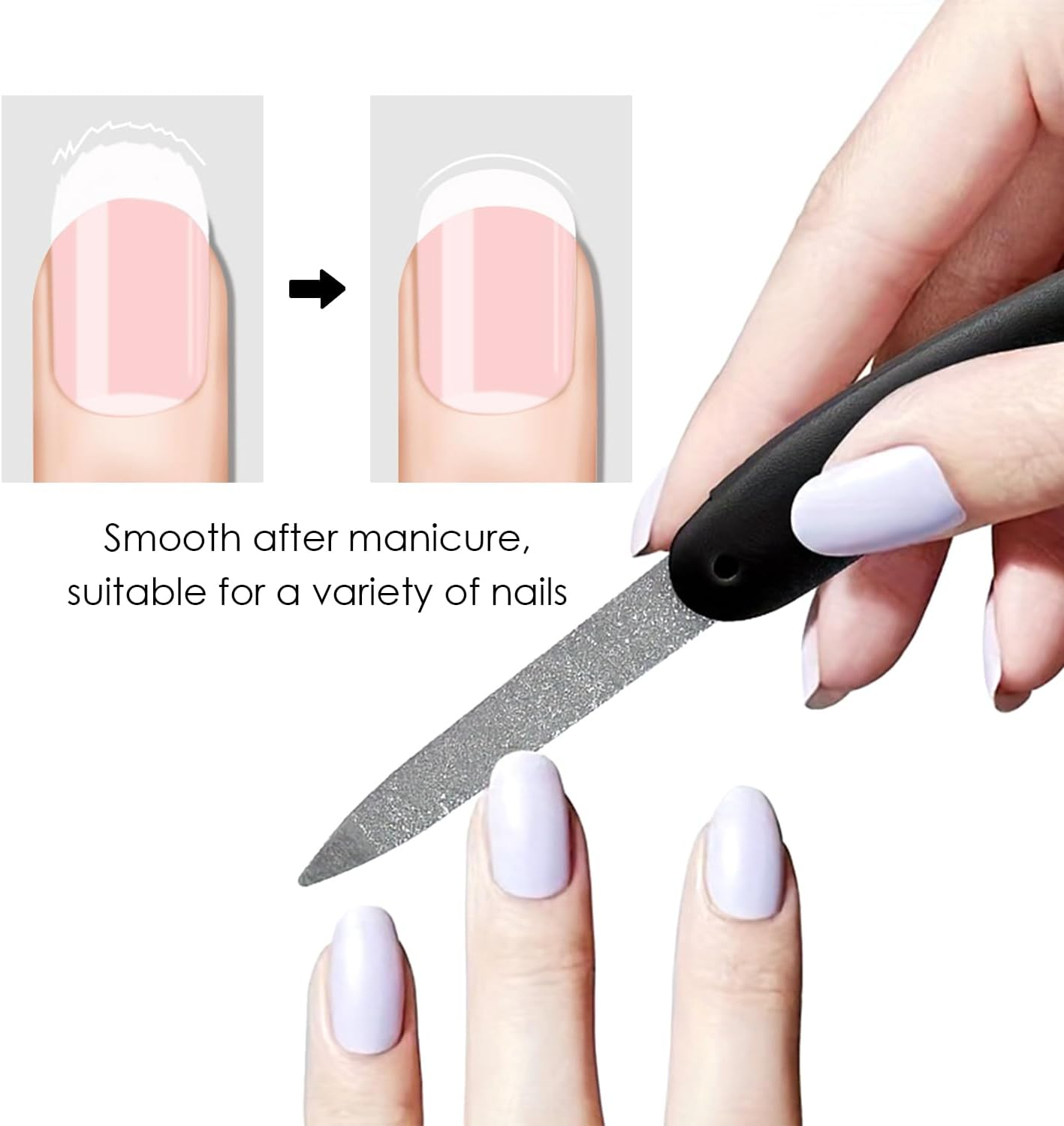 9 Pieces Stainless Steel Nail File, Manicure Tool, Nail Polishing Tool, Folding Nail File, DIY Nail Art Accessories image number 2