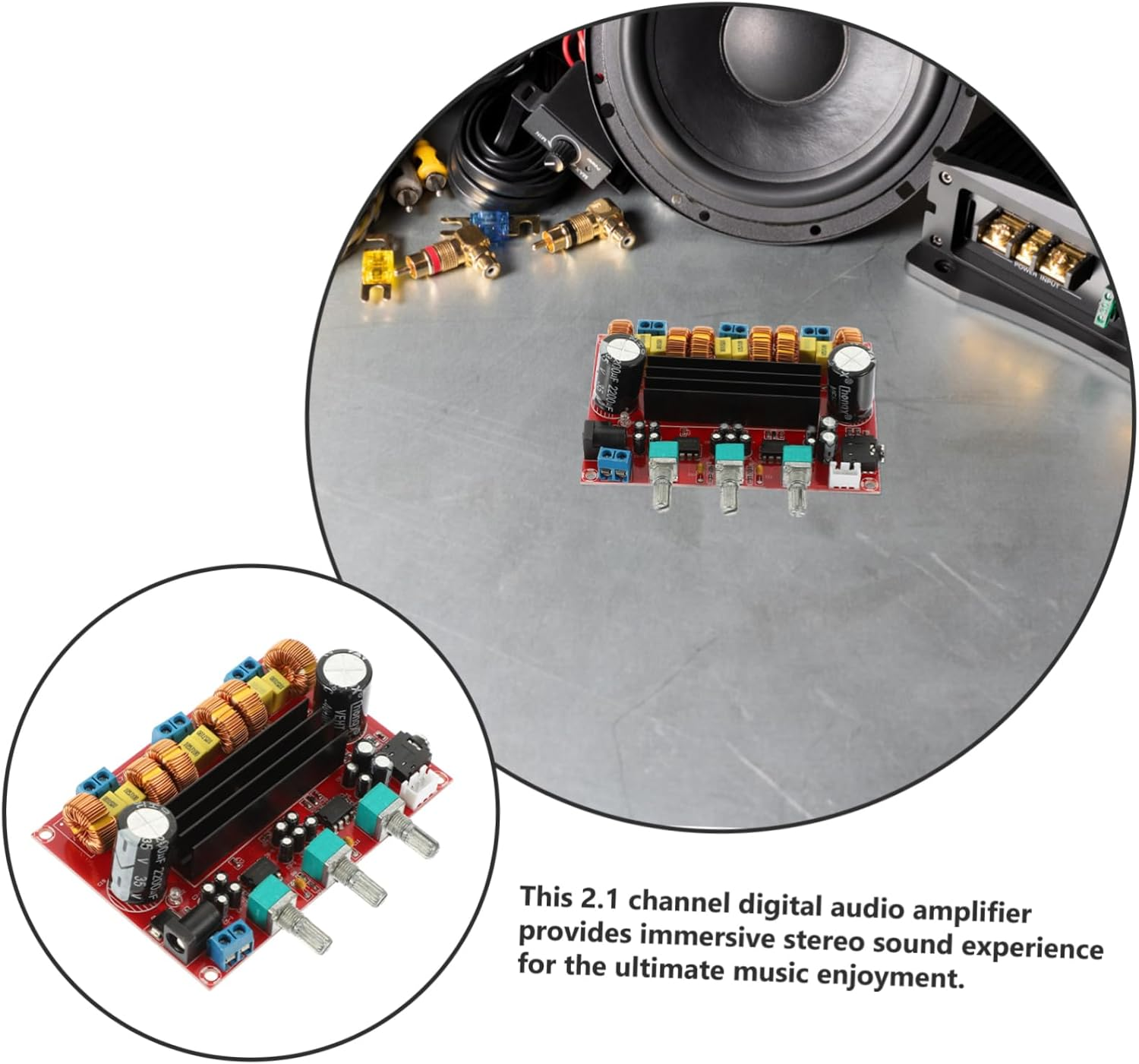 Angoily 2.1 Channel Digital Audio Amplifier Board Module for Subwoofer and Speakers 12V-24V Wide Voltage Power Amplifier for Home Theater Systems image number 3