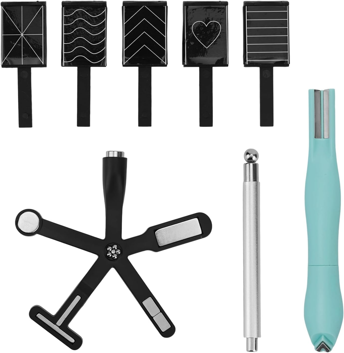 8 Pcs Cat Eye Magnet Set, 3-In-1 & 6-In-1 Magnet Double-Headed Magnetic Pen with Steel Ball Multifunctional Manicure Design Cat Eye Magnetic Tool for Home DIY Salon Studio (Green)