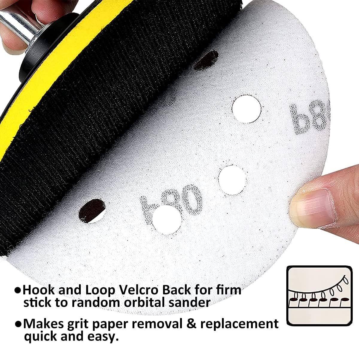 150Pcs Sandpaper Set, 5 Inch 8 Holes Sanding Discs 10 Different Grades Including 60 80 100 120 150 180 240 320 400 600 Grits for Random Orbital Sander image number 4
