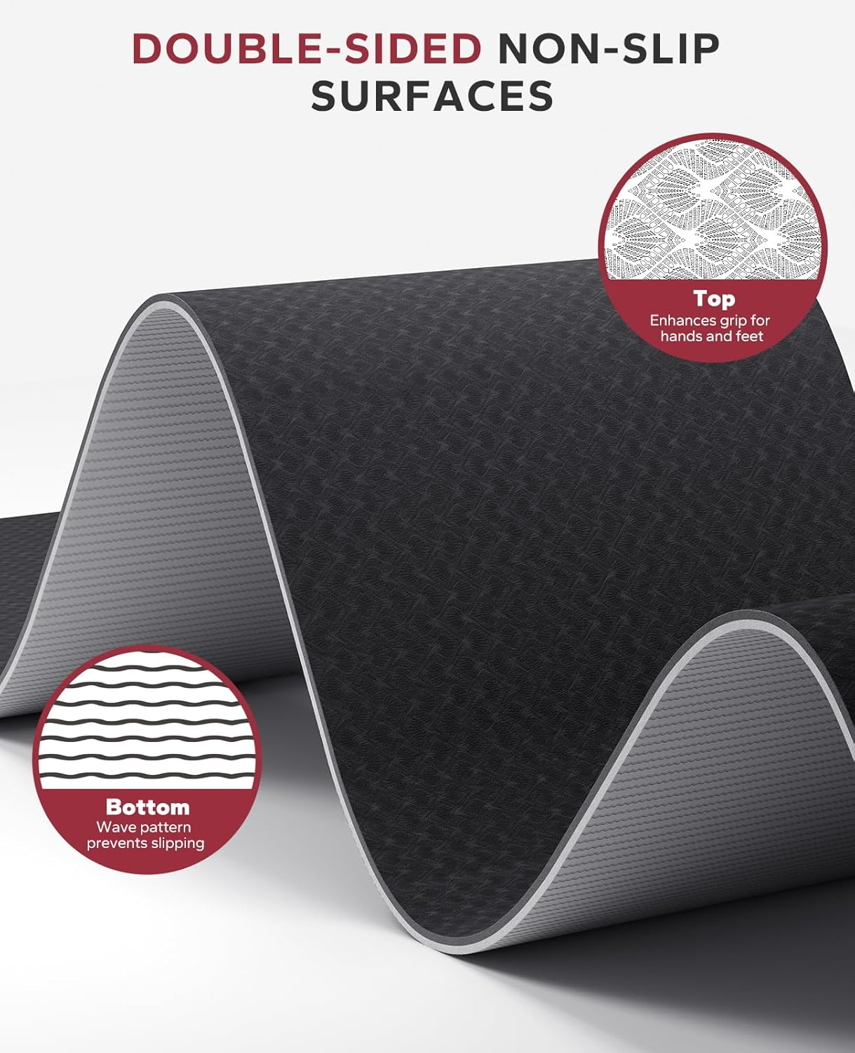 HAPBEAR Large Yoga Mat - 183X91Cm X6Mm, Wide Non-Slip Large Exercise Mat for Home Workout, Yoga, Pilates & Stretching, Durable & Eco-Friendly, Includes Bonus Resistance Bands & Carry Bag