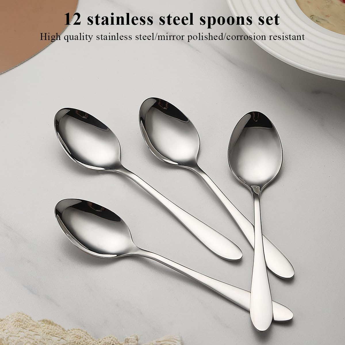 Berglander Soup Spoons, Pack of 12, Stainless Steel Tablespoons, Tablespoons, Cutlery for Home, Restaurant, Hotel, Daily Use, Dishwasher Safe image number 6