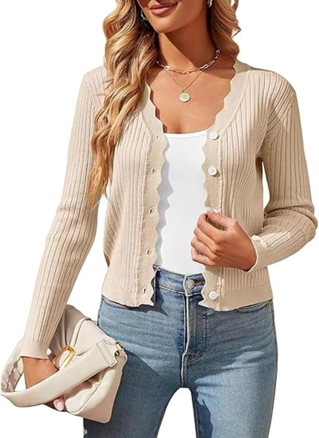 Womens Cropped Cardigan Knit Shrugs Dresses Tops V Neck Button down Cardigans Sweaters Slim Cropped Cardigan