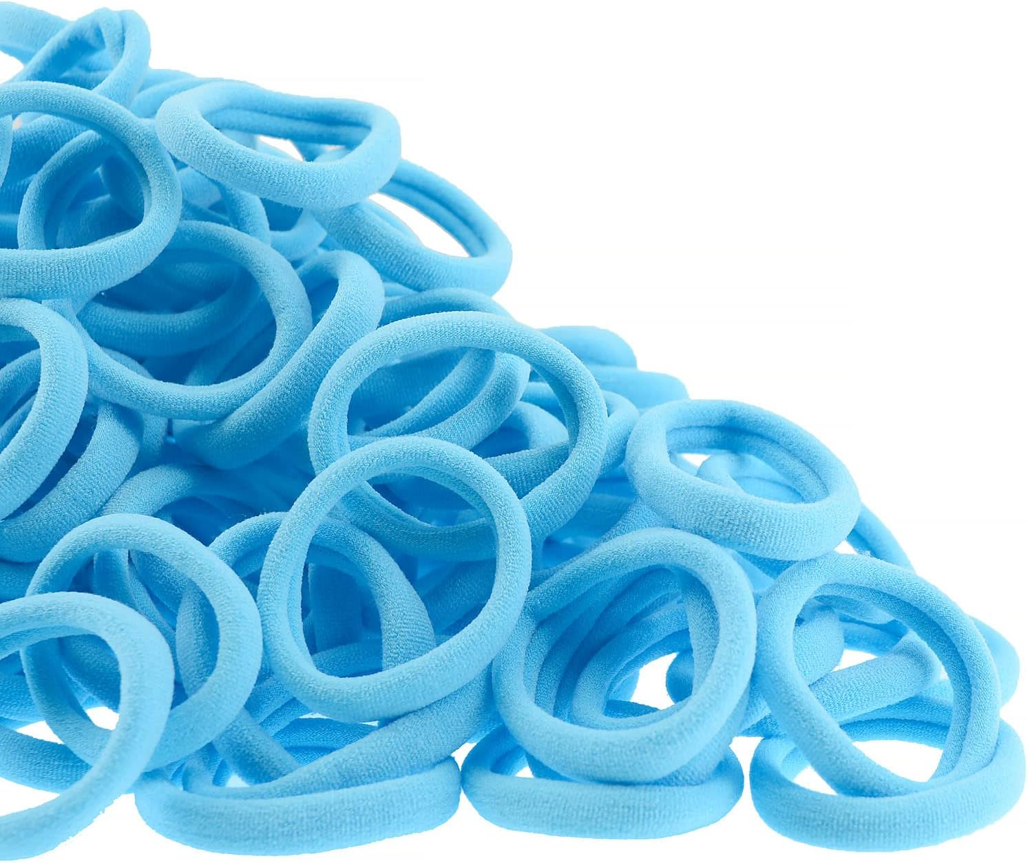 100 Pack Seamless Hair Ties for Women Girls Ponytail Holders for Thick Hair (Light Blue) - Dark Brown image number 6