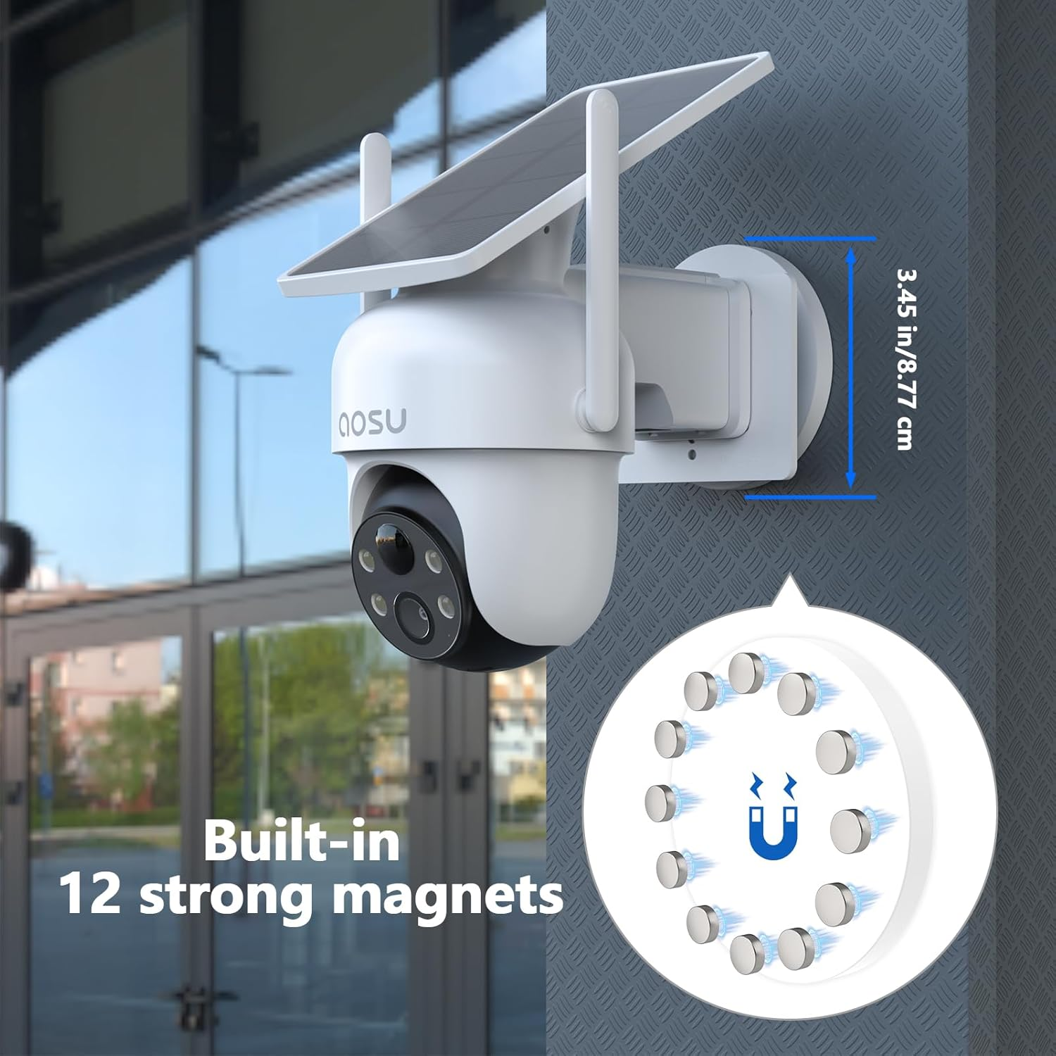 HOLACA Magnetic Mount Compatible with AOSU, ANSQUE, Cinnado, Eufy, Reolink, SEHMUA, Tapo Security Camera, Mount Bracket for Solar Security Camera (Camera NOT Included), White image number 6