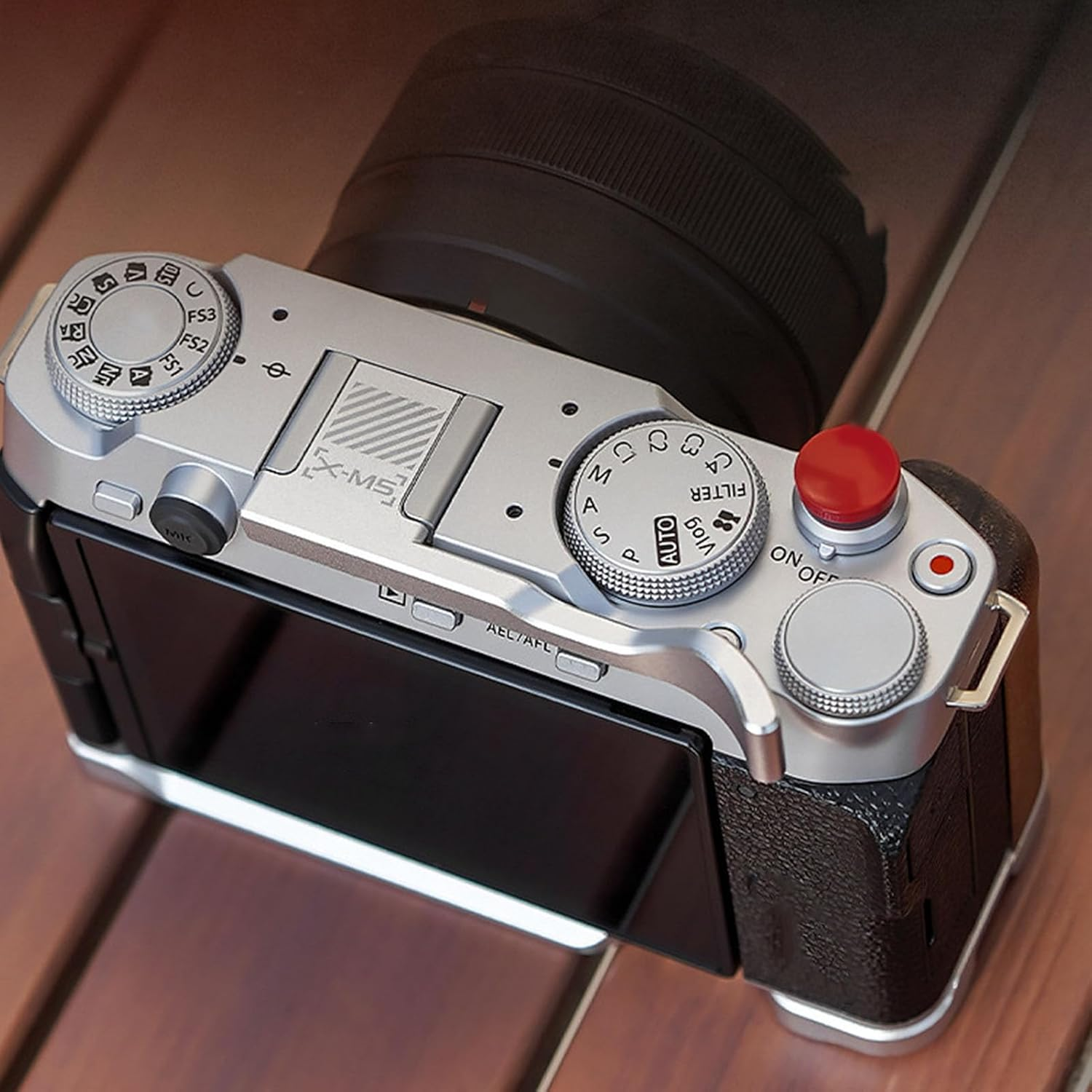 X-M5 Thumb Grip, Aluminum Alloy Metal Hot Shoe Thumb up Rest Support Grip for X-M5 Camera, with Shutter Release Button, Silver image number 6