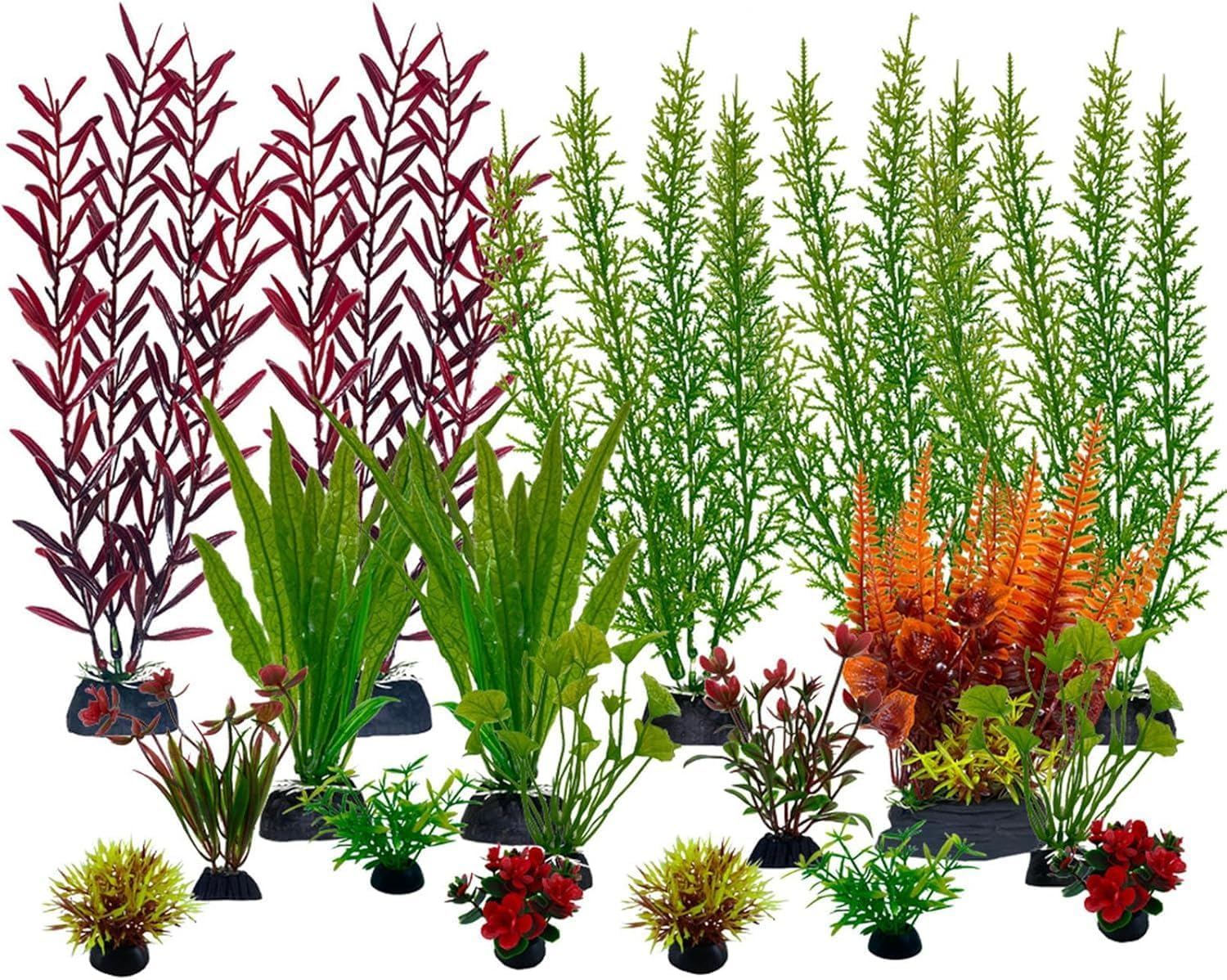 Aquarium Plants,Artificial Fish Tank Decorations Decor Plastic Plants Set 18 Pcs Landscaping Decorations Fish Tank Accessories image number 2