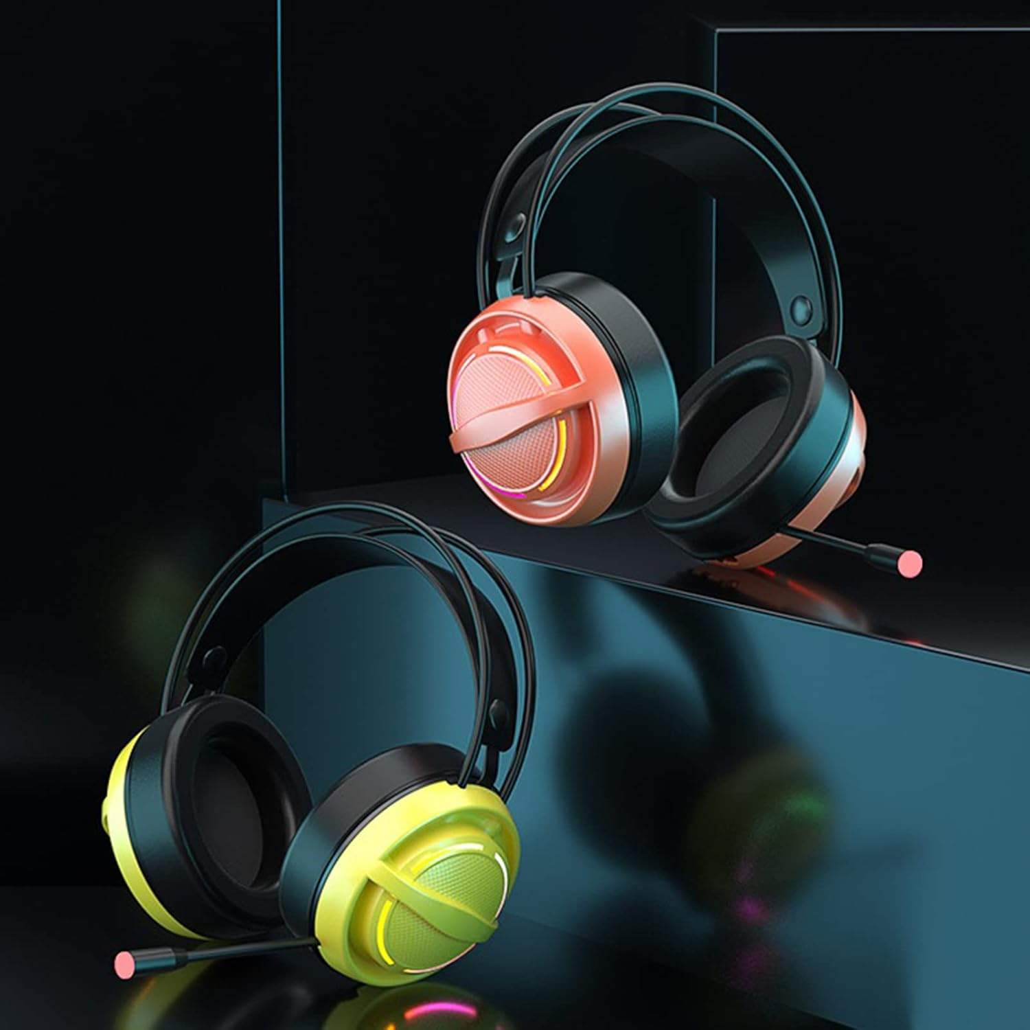 Upgrade Headset Foldable RGB Light Noise Reducer Stereo Gaming Headphones Mic for CSGO Headphones Ear Cancellation image number 1