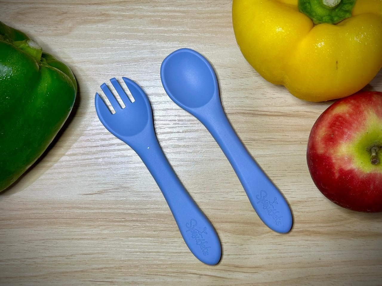 4 Pcs Silicone Feeding Set - Plate, Cup, Spoon, and Fork - Baby Feeding Essentials - Blue image number 5