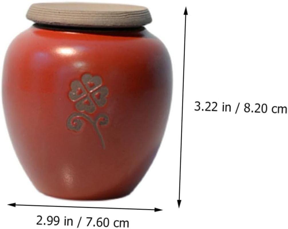 FELTECHELECTR Ceramic Tea Canister Tea Storage Jar Food Storage Container for Home Kitchen Red for and Display image number 6