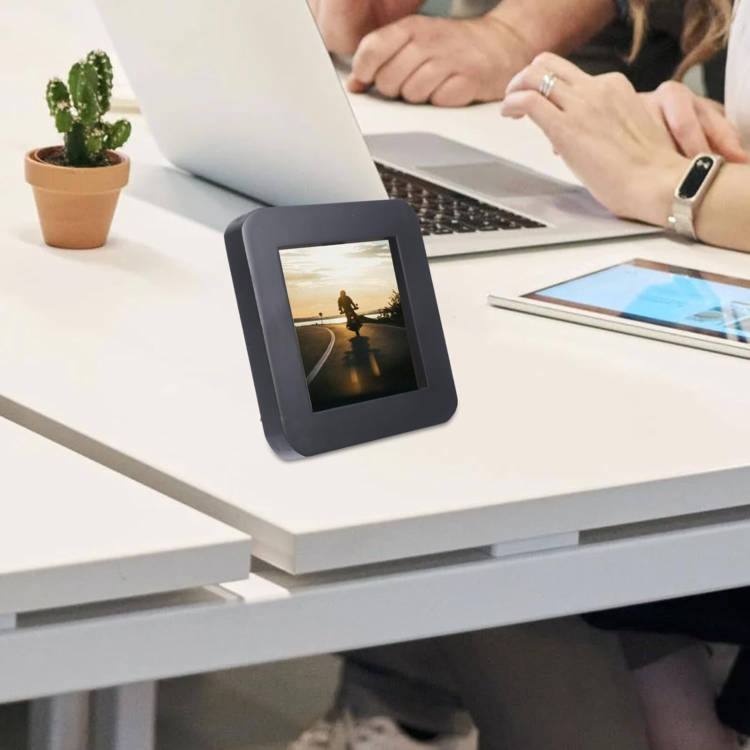 SEWACC Mini Wooden Picture Frame 3-Inch Small Square Photo Frame for Desktop Display, Classic Black 9X9Cm Outer Size, 8X8Cm Visible Area, Suitable for Wedding and ID Photos image number 2