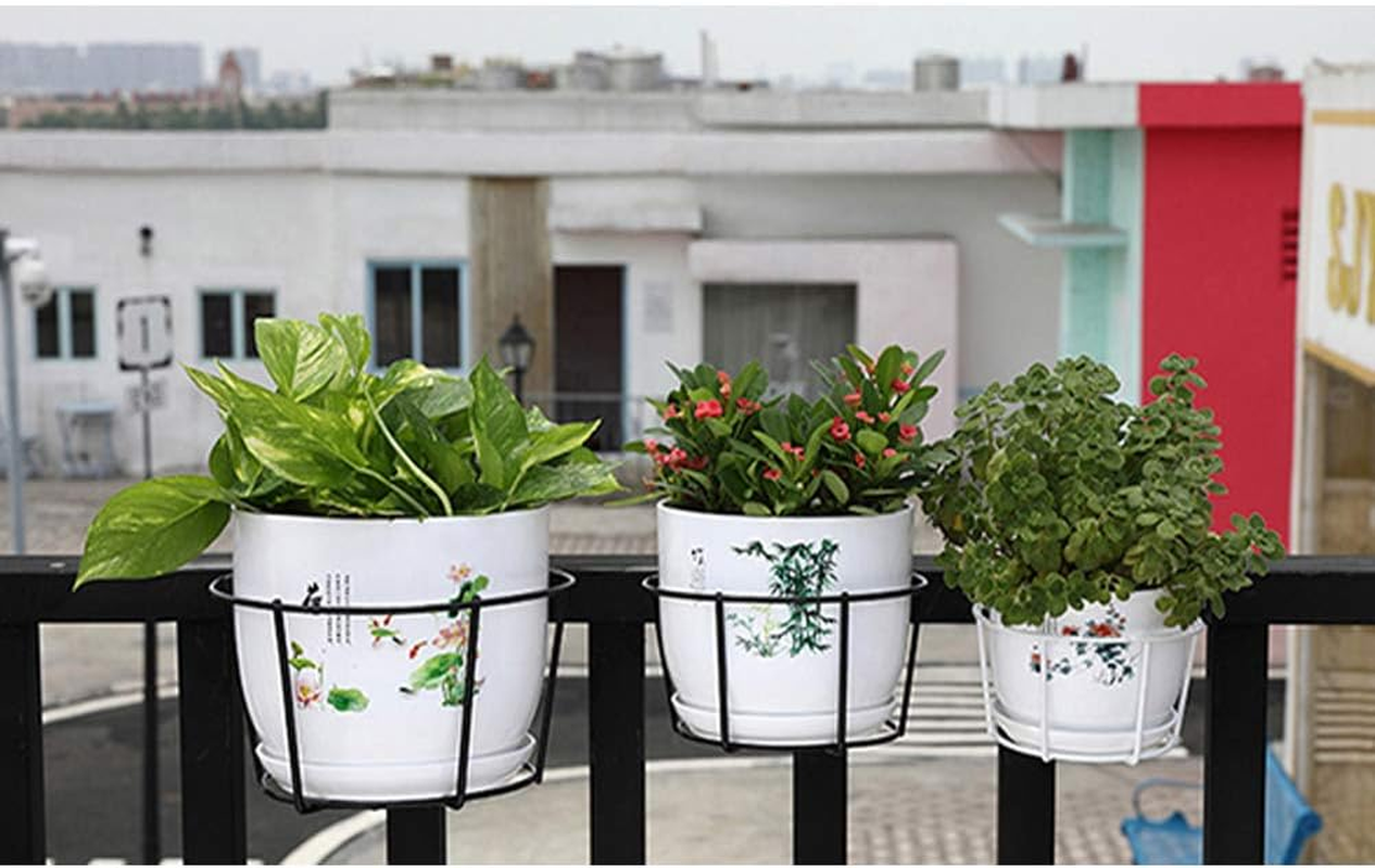 4 Pack Hanging Railing Planters Flower Pot Holders Plant Iron Racks Fence Metal Potted Stand Mounted Balcony round Plant Baskets Shelf Container Box for Indoor&Outdoor Use-Black,Garden Steel Pots,6.3" - 4 Pack Large-Black image number 3