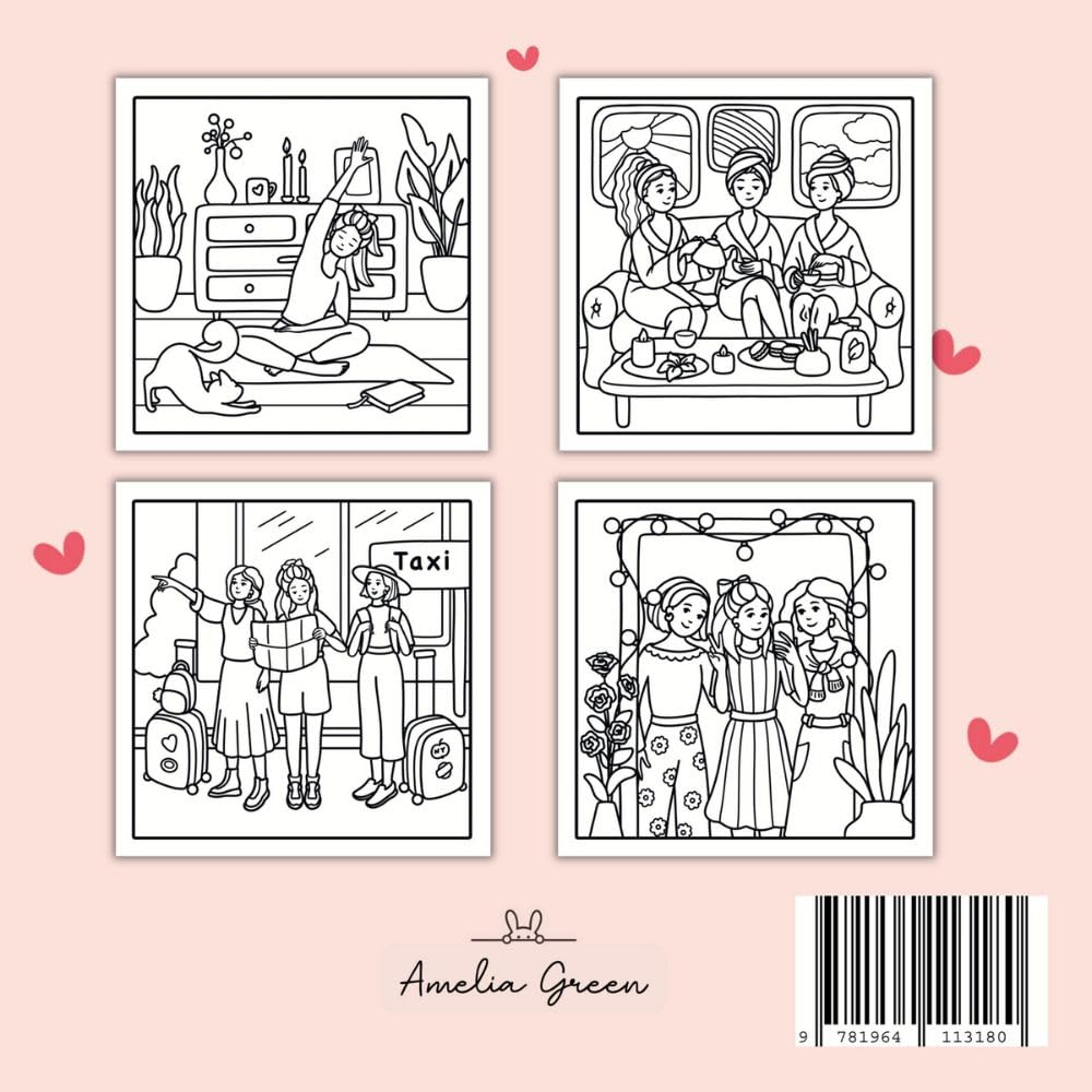Bestie Moments: Coloring Book for Adults and Teens Featuring Cute & Girly Scenes for Relaxation image number 5