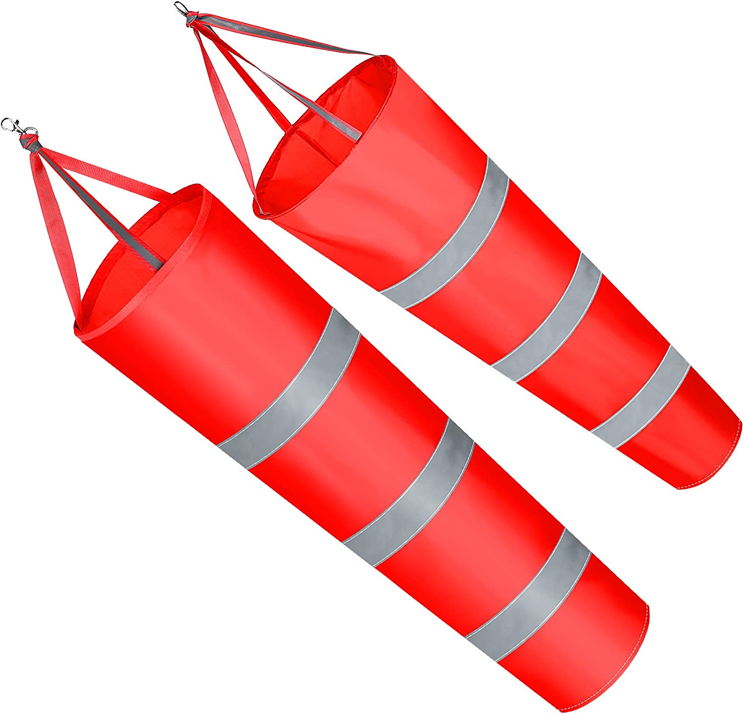 2 Pcs Airport Windsocks Measurement Sock Bag with Reflective Belt Oxford Fabric Ripstop Wind Sock Wind Direction Indicator Windsocks Outdoor Aviation Flag for Airport Farm, 31.5 Inch, 39 Inch(Red)