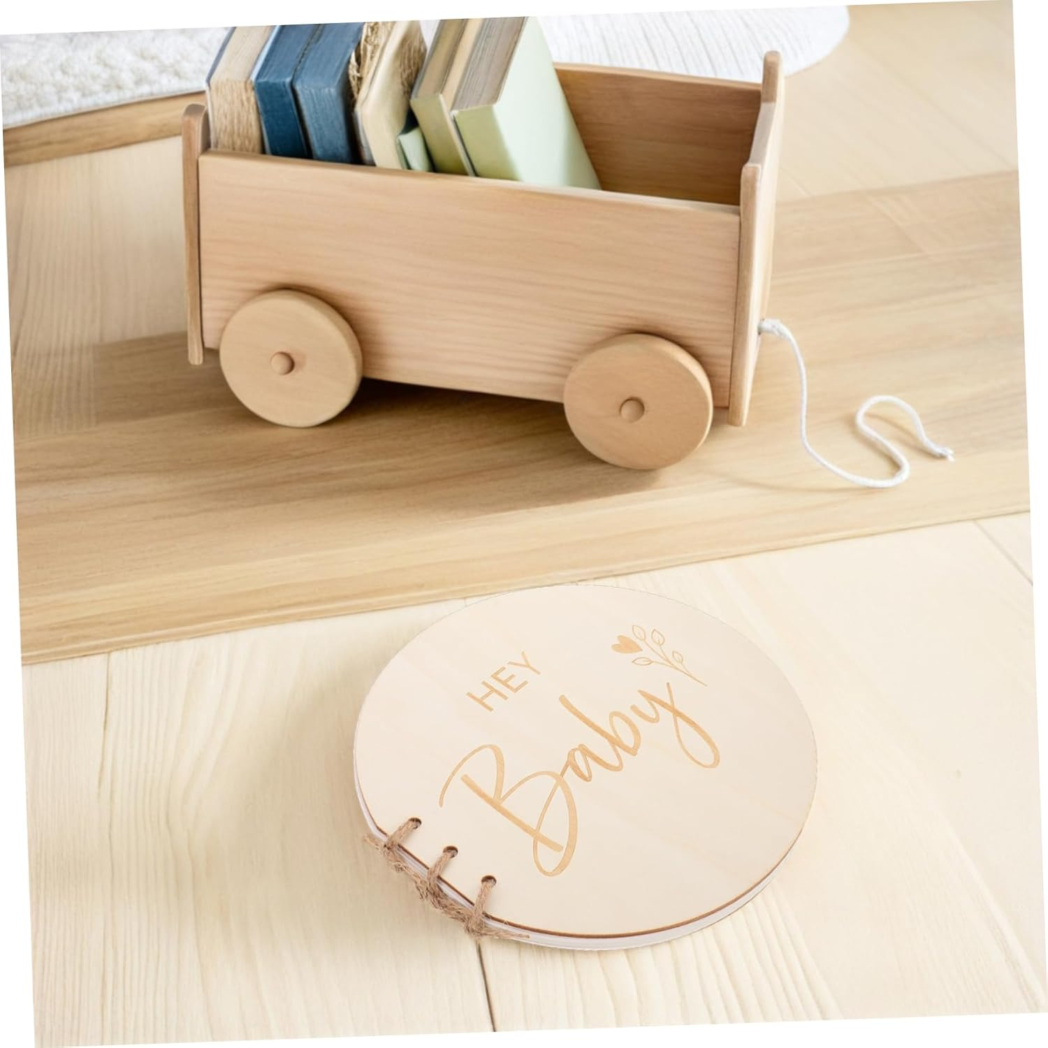 DOITOOL Natural Wood Shower Guest Book Elegant Keepsake Memory Album for Newborn Welcome for Nursery Decor and Celebrations image number 6