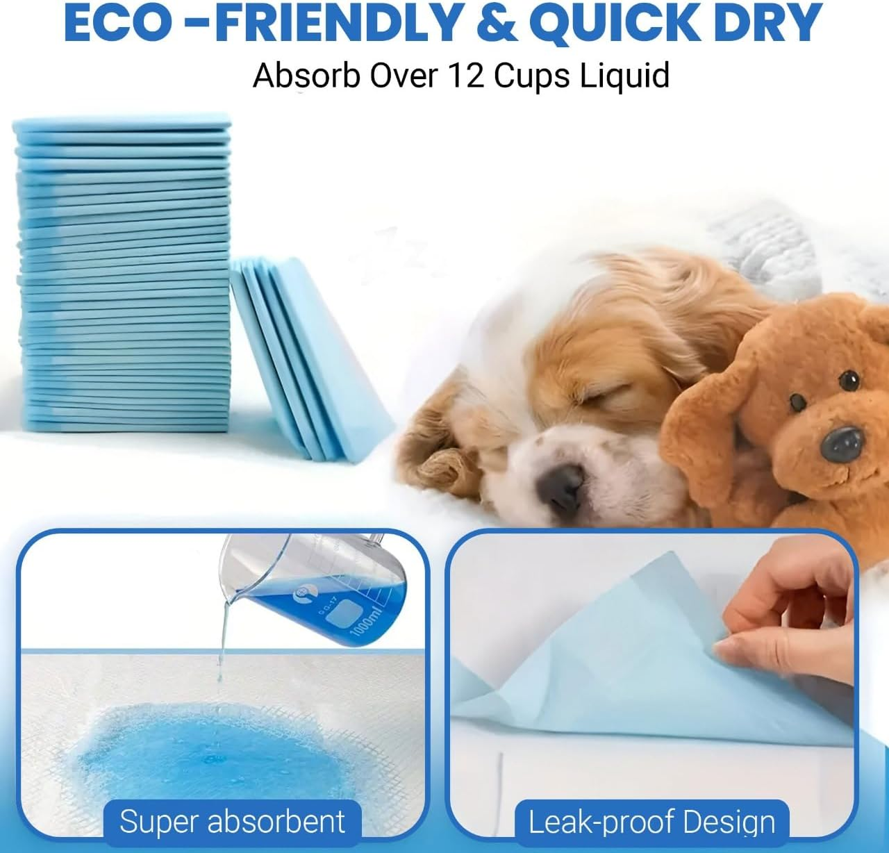 100Pcs Disposable Dog Pee Pads - 33*45Cm Super Absorbent Training Pads for Puppies, Dogs, and Pets - Ultra Absorbent, Leak-Proof, Non-Woven Fabric, Perfect for Housebreaking, and Potty Training image number 5