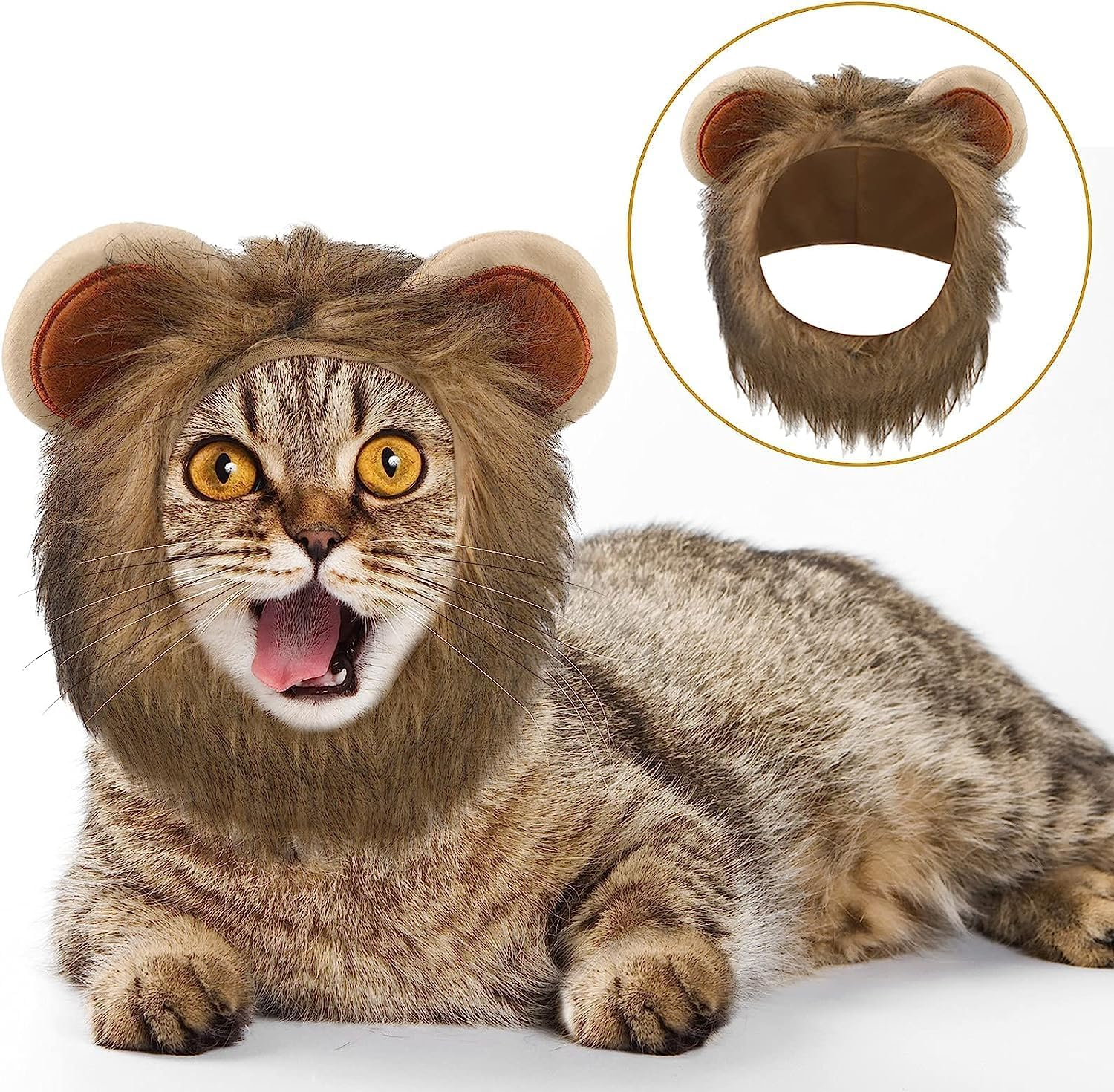 5 Pcs Cat Hat Adorable Costume Bunny Hat with Ears Funny Mane Cat Hat for Cats and Small Dogs Kitten Puppy Party Costume Accessory Headwear (Lion, Frog, Rabbit, Sunflower, Banana) image number 5