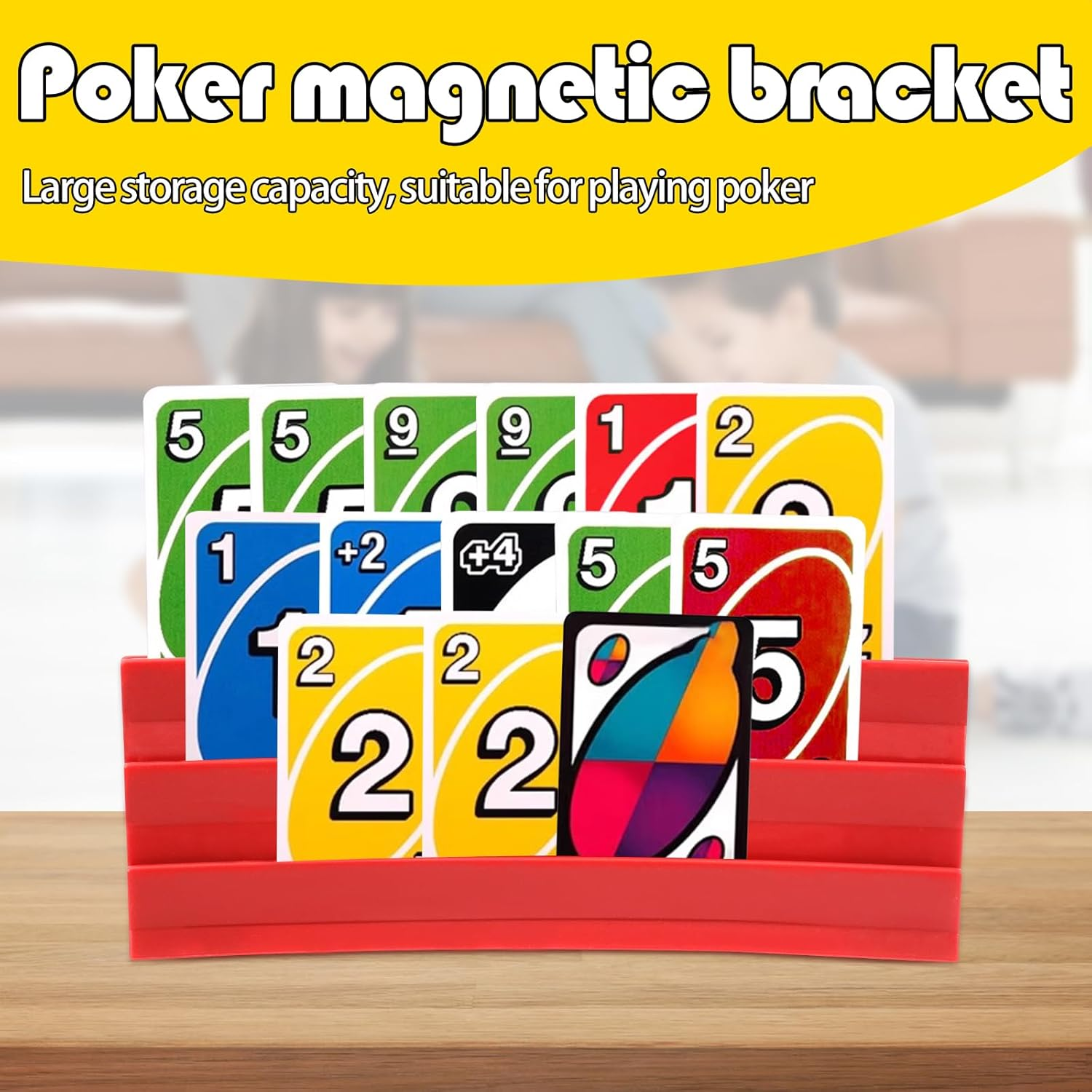 4 Pack Card Holders for Playing Cards, 3-Layer Space Saving Card Game Holders, Large Capacity Playing Cards Rack Holder, Poker Tray Organizer for Adults Seniors Kids (Red) - Red image number 6