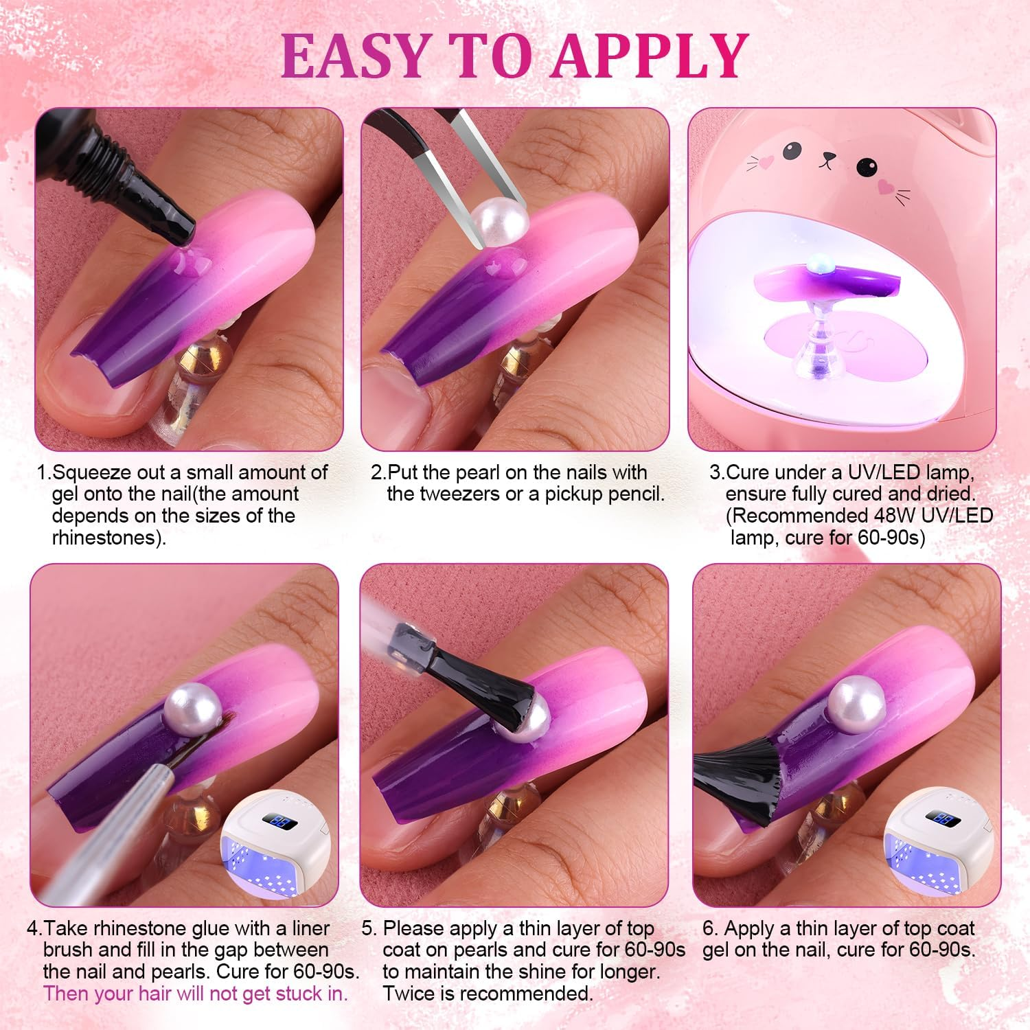 Belleboost Flat Back Pearls Kits 2 Boxes of Flatback White Half round Pearls with Pickup Pencil and Tweezer for Home DIY and Professional Nail Art, Face Makeup and Craft - 02-2 Boxes White image number 2